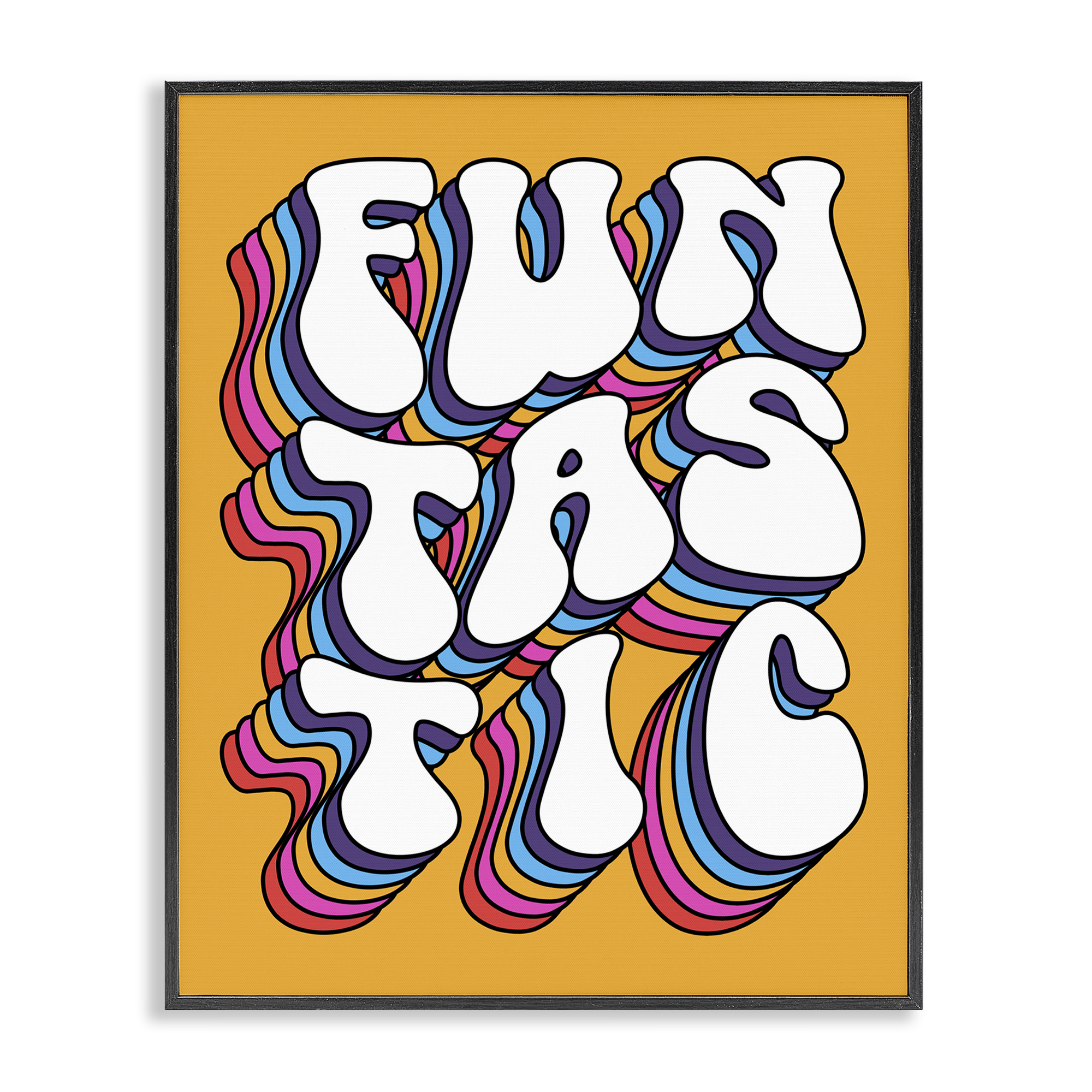 Stupell Industries Funtastic Groovy Typography Text & Numbers Painting Black Framed Art Print Wall Art, 16 x 20