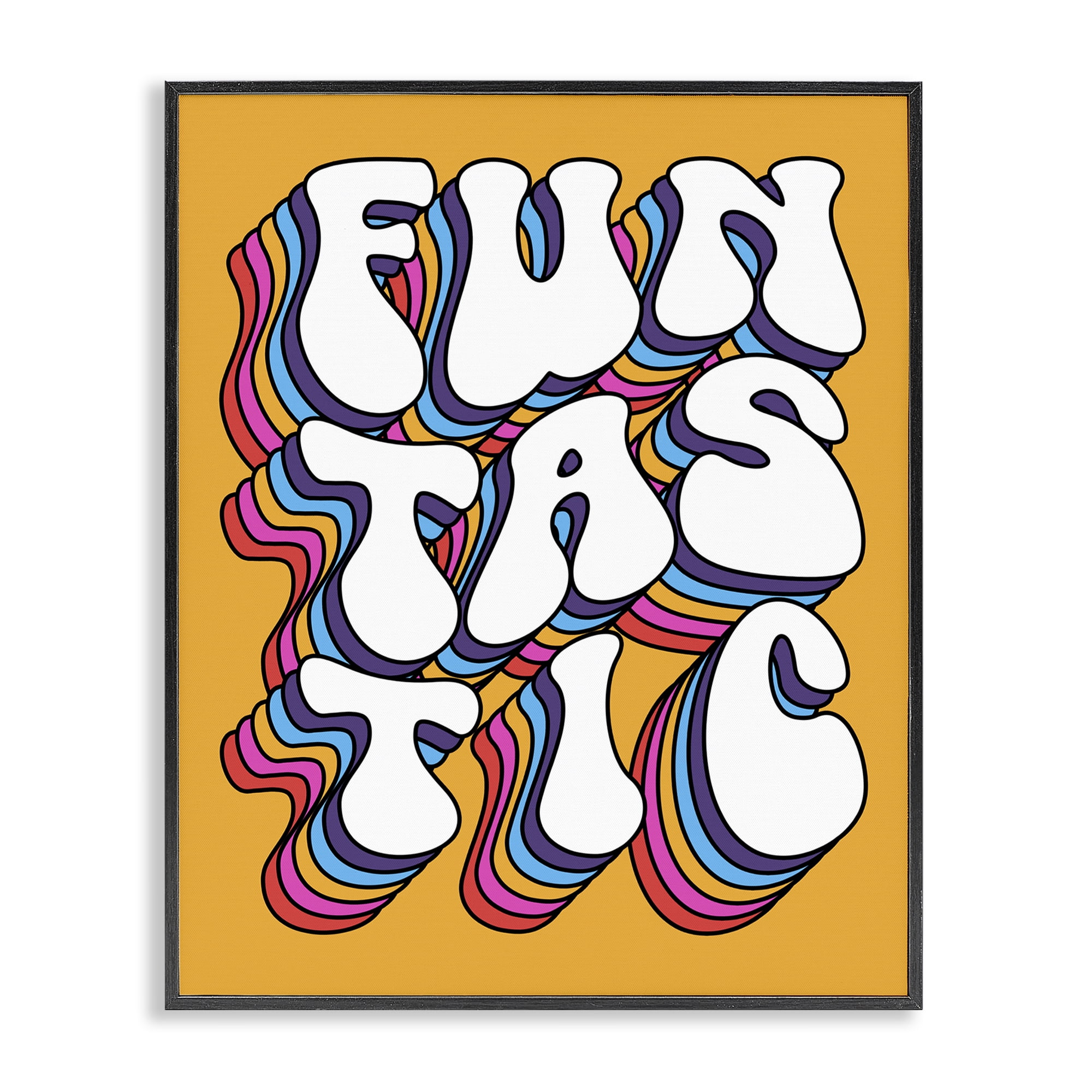 Stupell Industries Funtastic Groovy Typography Text & Numbers Painting Black Framed Art Print Wall Art, 24 x 30