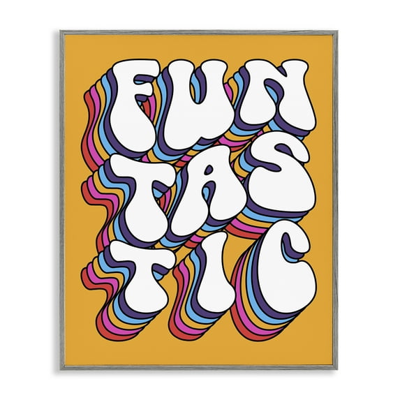 Stupell Industries Funtastic Groovy Typography Text & Numbers Painting Gray Framed Art Print Wall Art, 11 x 14