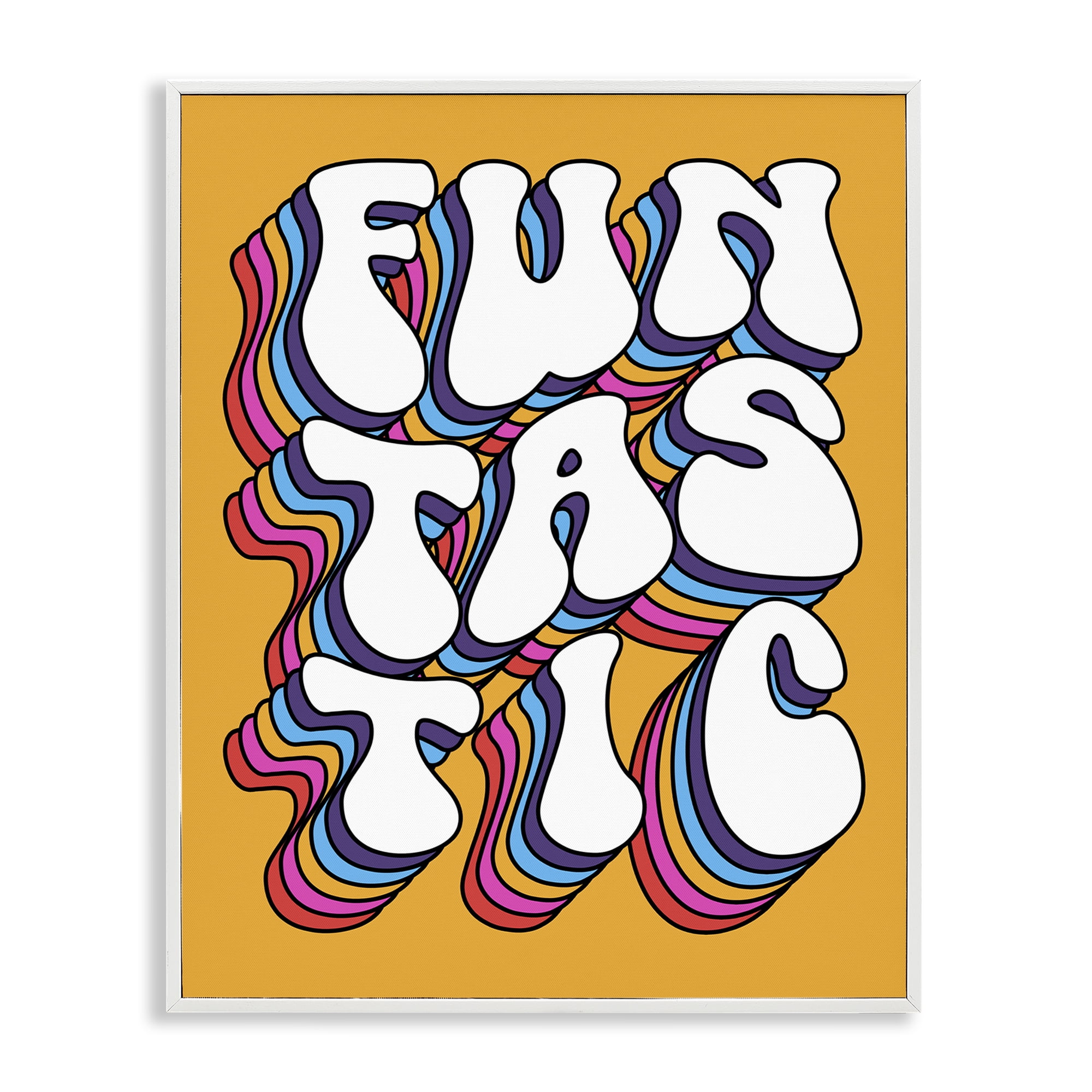 Stupell Industries Funtastic Groovy Typography Text & Numbers Painting White Framed Art Print Wall Art, 24 x 30