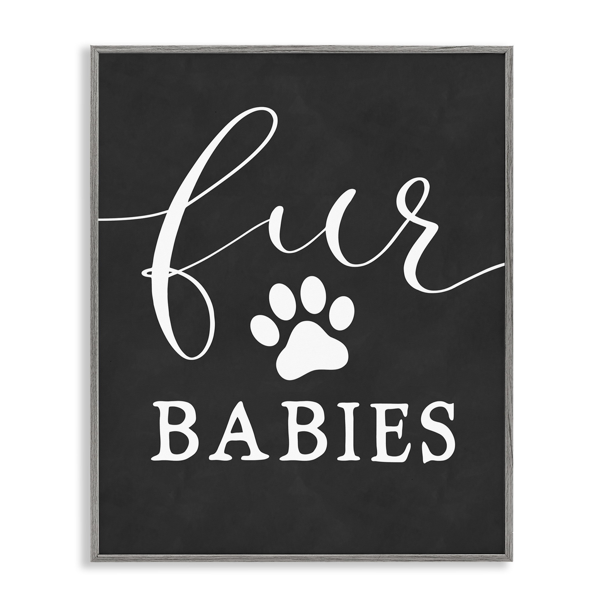 Stupell Industries Fur Babies Pet Phrase Typography Painting Gray Framed Art Print Wall Art, 24 x 30