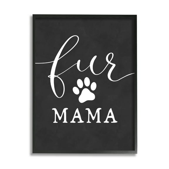 Stupell Industries Fur Mama Animal Mom Paw Print Symbol Graphic Art Black Framed Art Print Wall Art, Design by Lettered and Lined