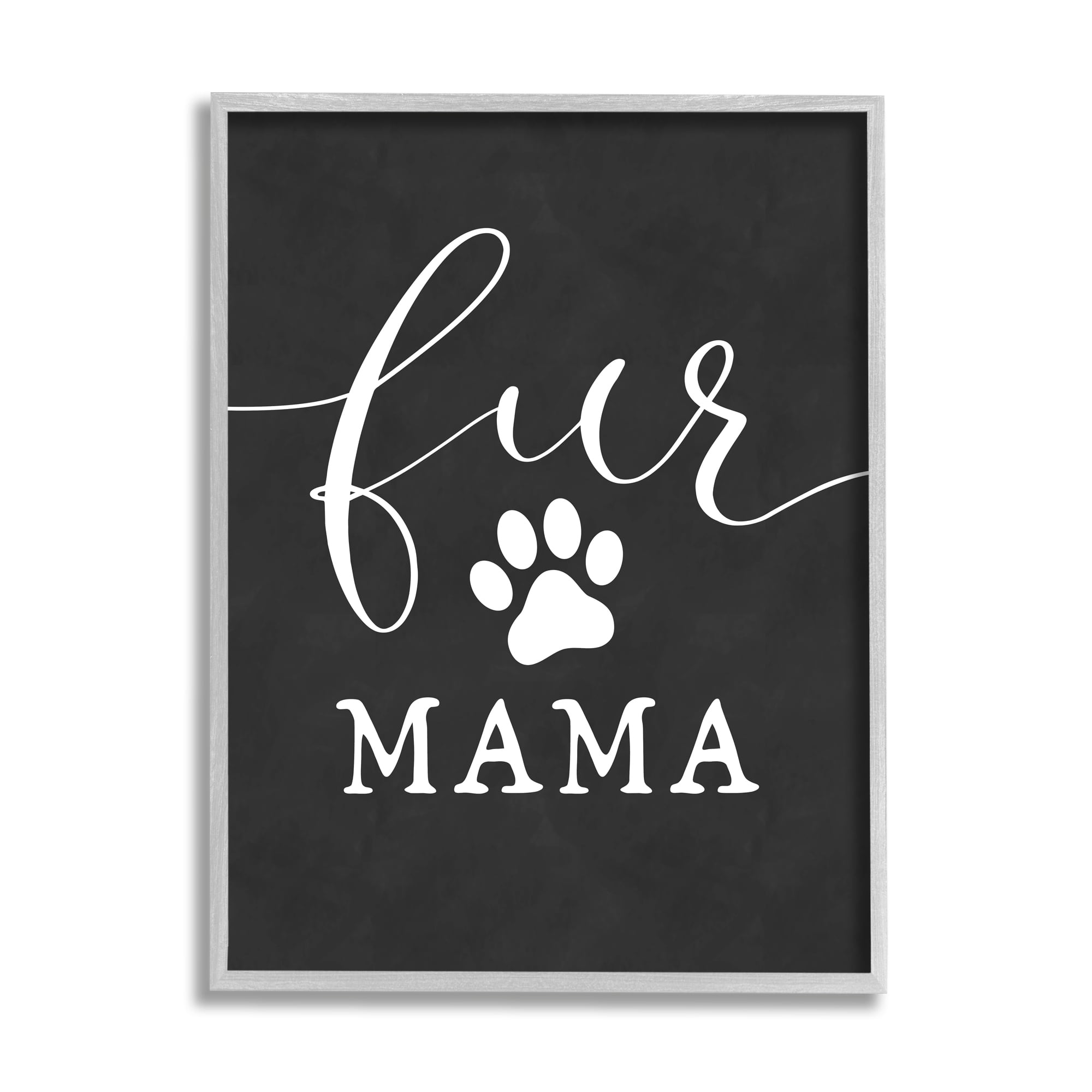 Stupell Industries Fur Mama Animal Mom Paw Print Symbol Graphic Art Gray Framed Art Print Wall Art, Design by Lettered and Lined