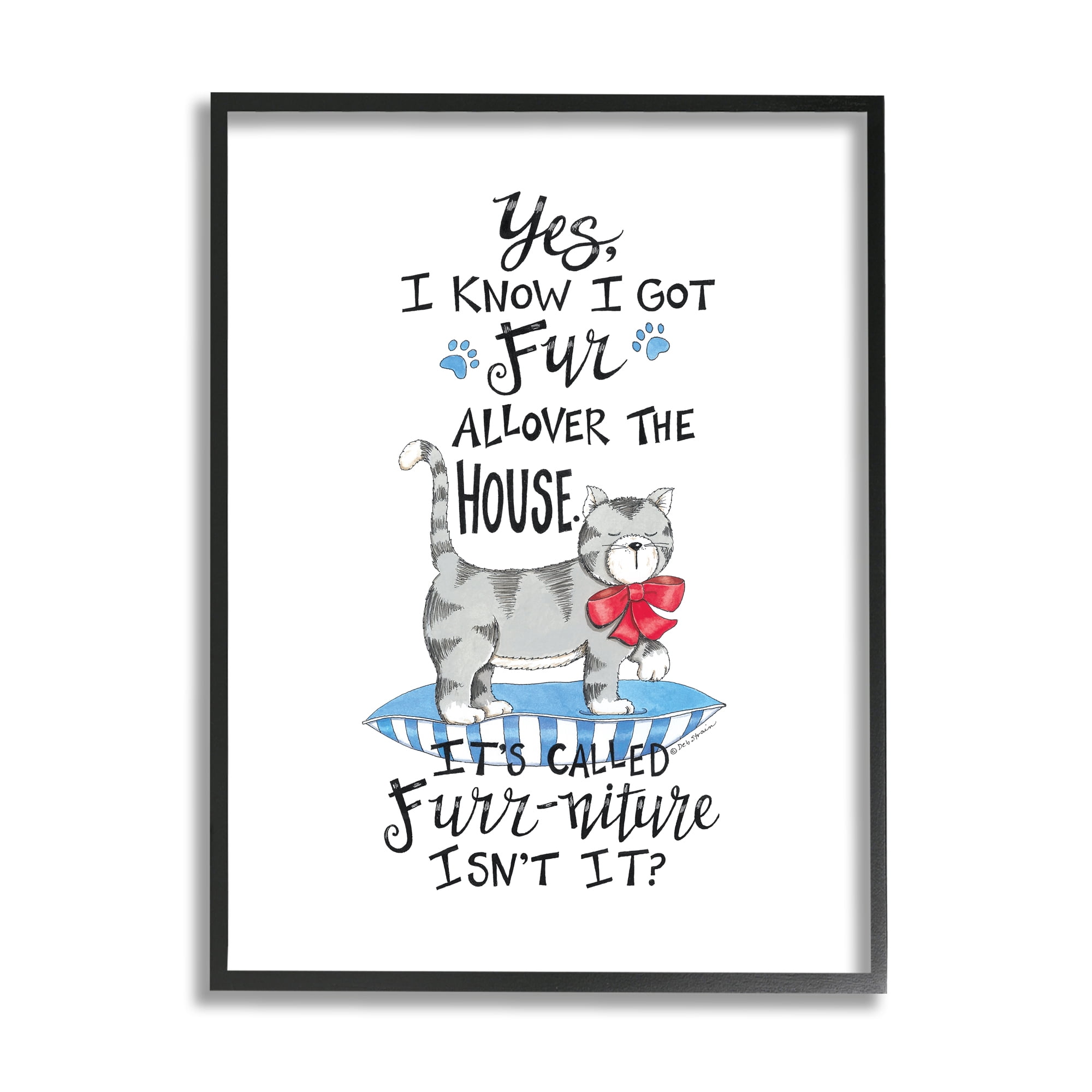 Stupell Industries Furr-niture Funny Cat Animals & Insects Painting Black Framed Art Print Wall Art, 16 x 20
