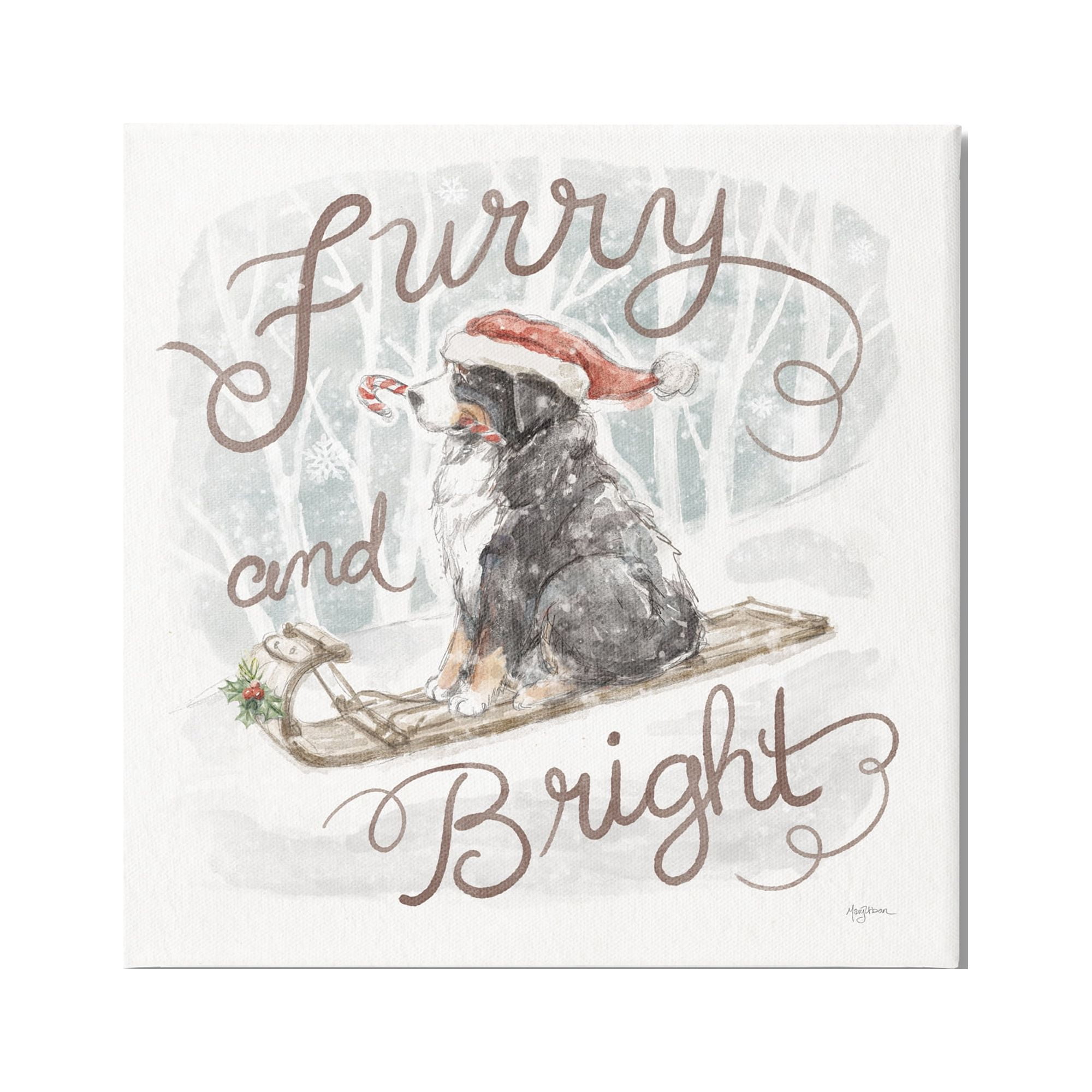 Stupell Industries Furry & Bright Dog Holiday Painting Gallery Wrapped Canvas Art Print Wall Art, 17 x 17
