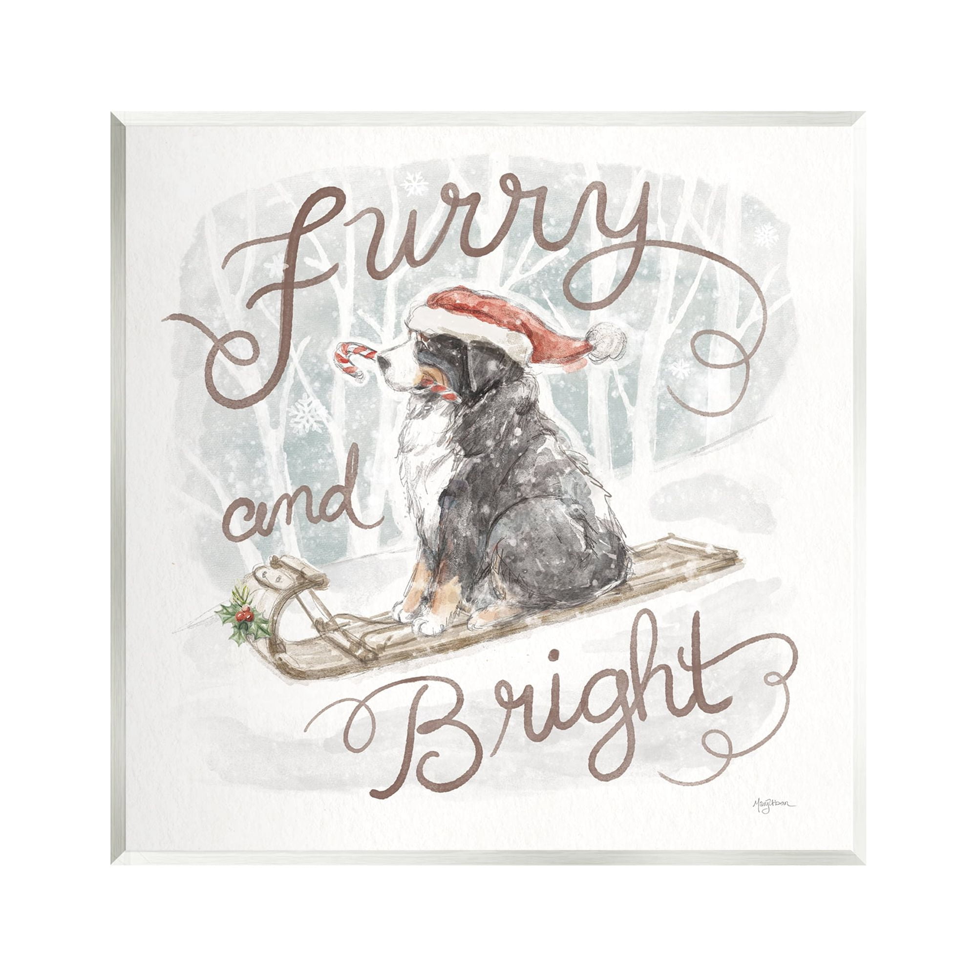 Stupell Industries Furry & Bright Dog Holiday Painting Unframed Art Print Wall Art, 12 x 12