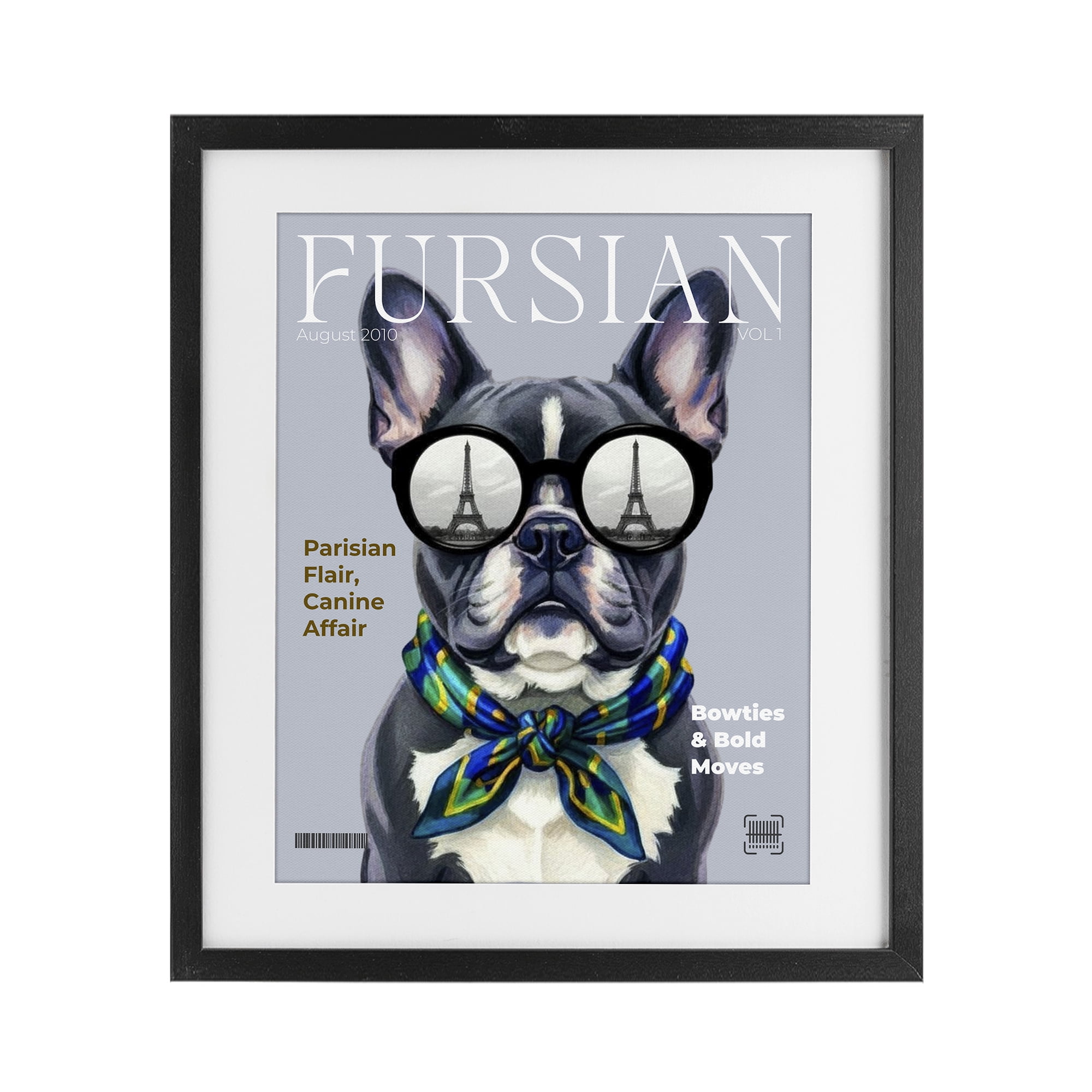 Stupell Industries Fursian Dog Fashion Magazine Black Framed Print Under Glass, design by A Barefoot Stylist