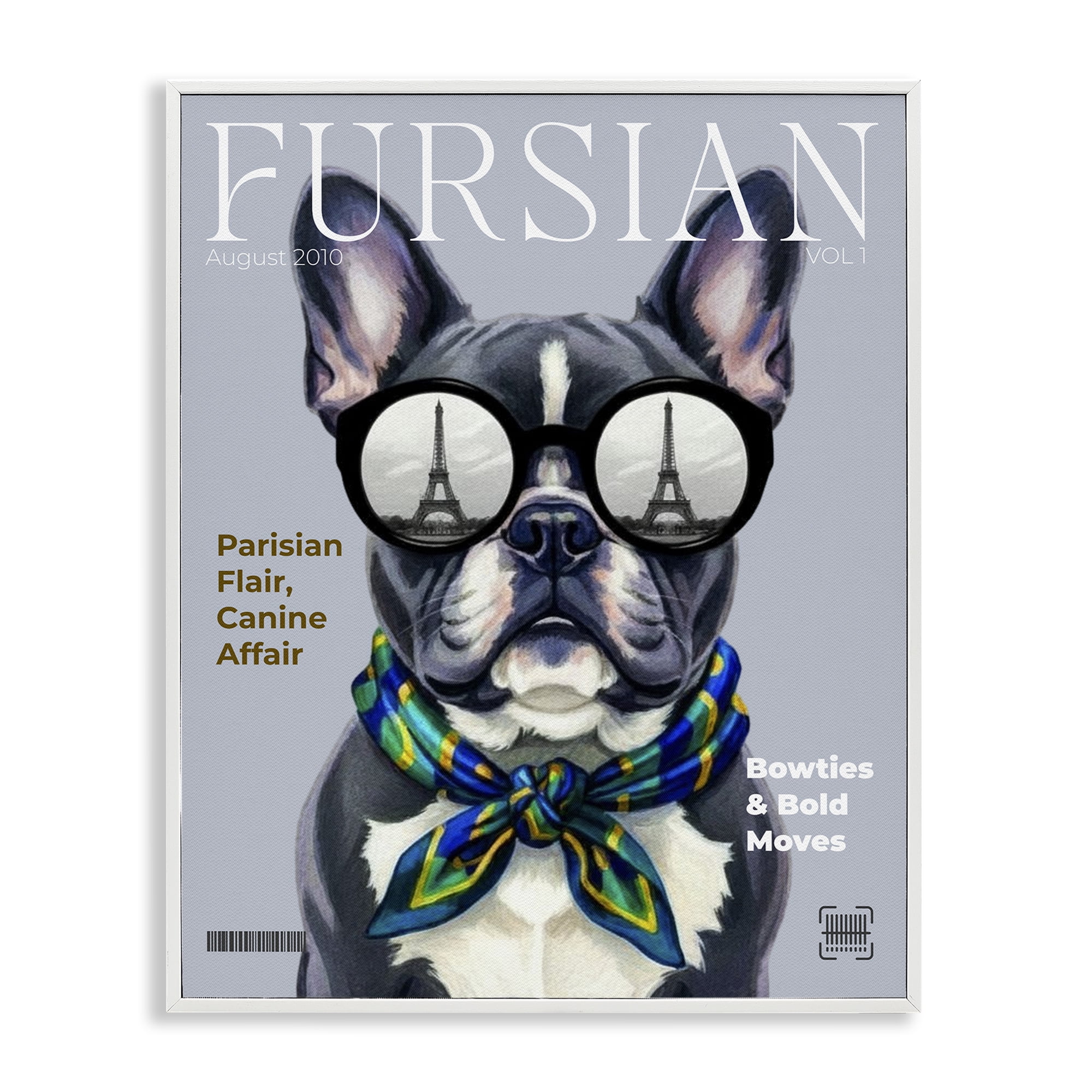 Stupell Industries Fursian Dog Fashion Magazine White Framed Giclee Art, design by A Barefoot Stylist