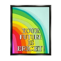 Stupell Industries Future Is Bright Phrase Inspirational Painting Black Floater Framed Art Print Wall Art, 17 x 21