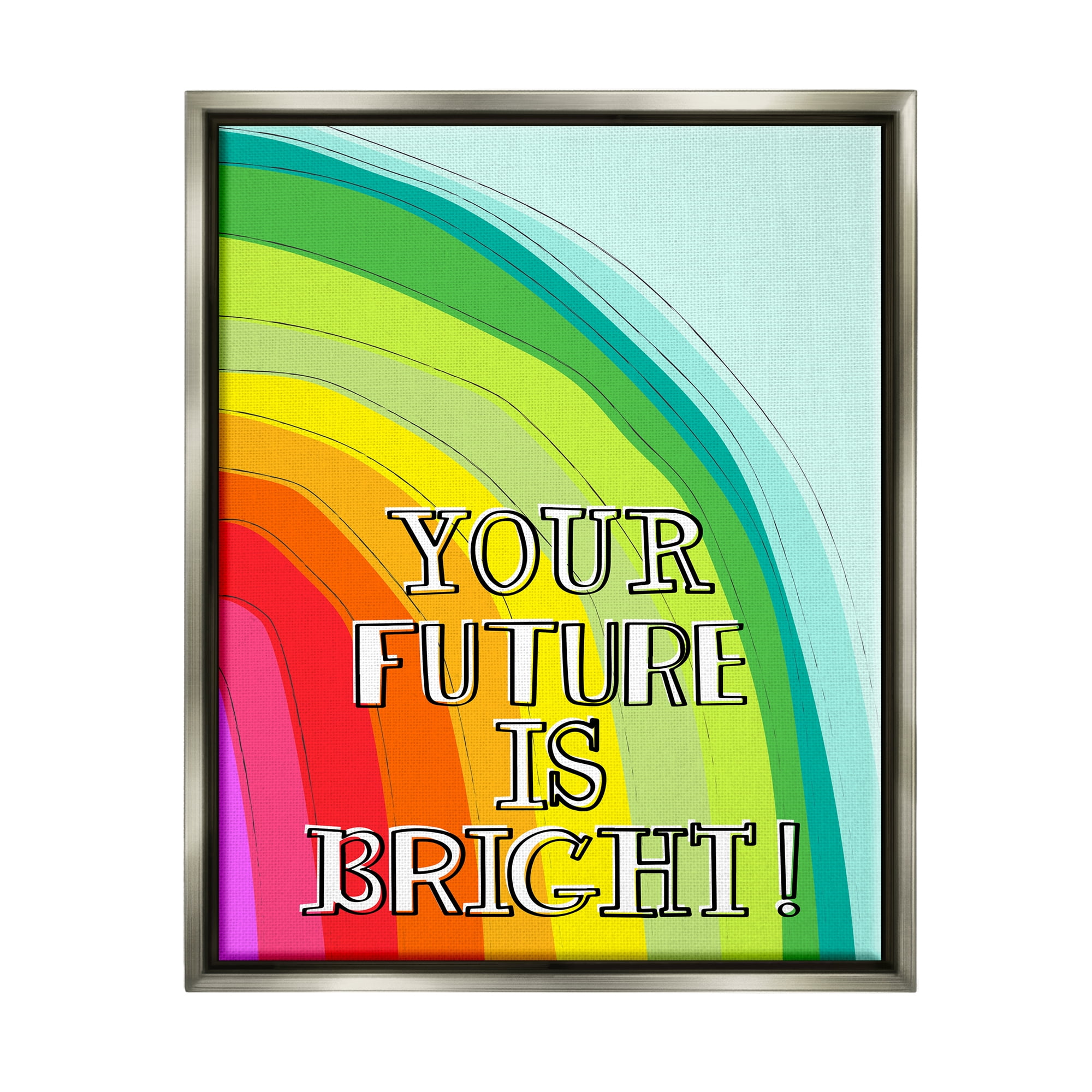 Stupell Industries Future Is Bright Phrase Inspirational Painting Gray Floater Framed Art Print Wall Art, 25 x 31