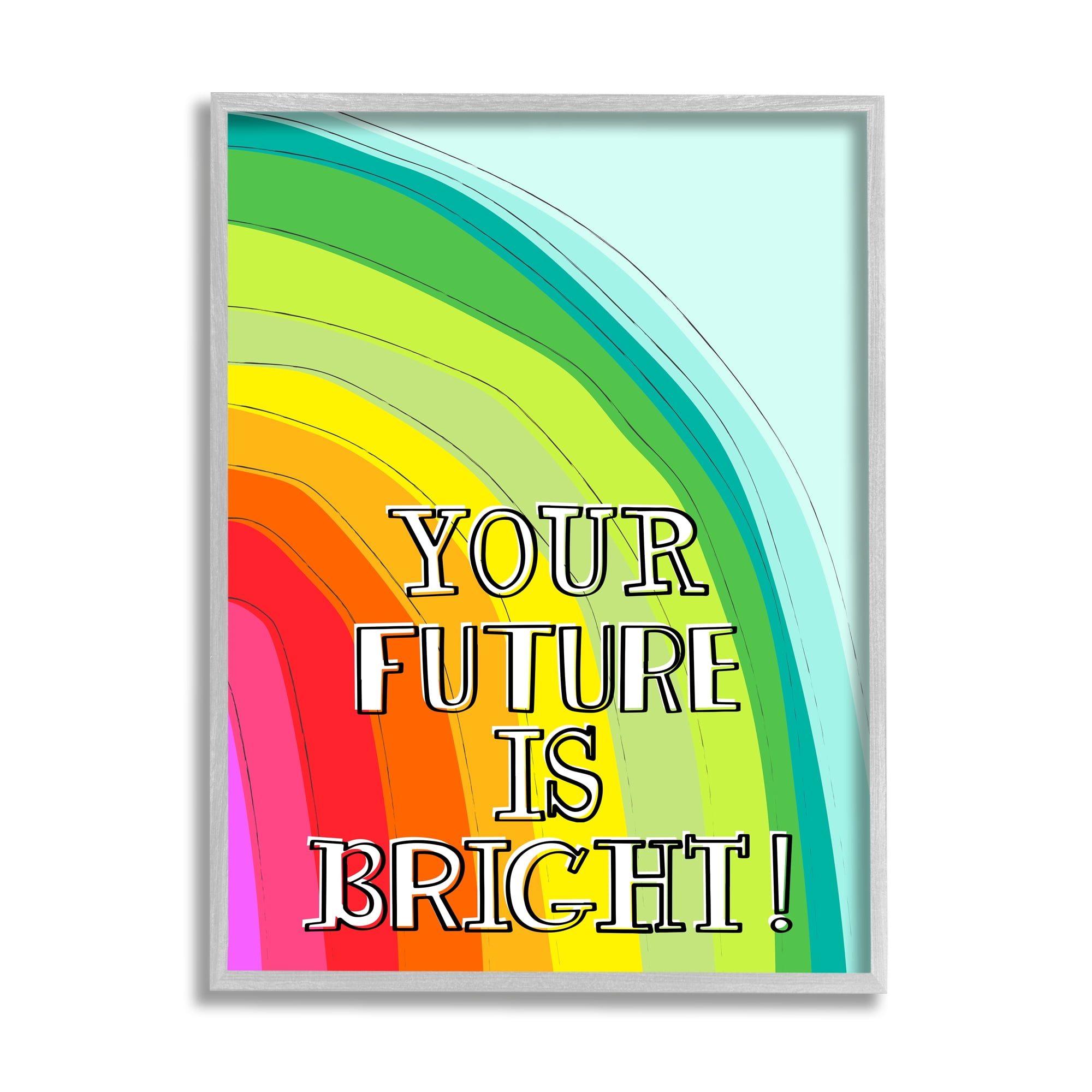 Stupell Industries Future Is Bright Phrase Inspirational Painting Gray Framed Art Print Wall Art, 24 x 30