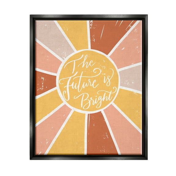 Stupell Industries Future Is Bright Warm Neutral Sun Inspirational Painting Black Floater Framed Art Print Wall Art