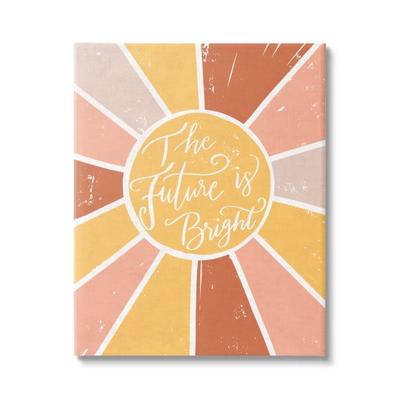 Stupell Industries Future Is Bright Warm Neutral Sun Inspirational Painting Gallery Wrapped Canvas Print Wall Art