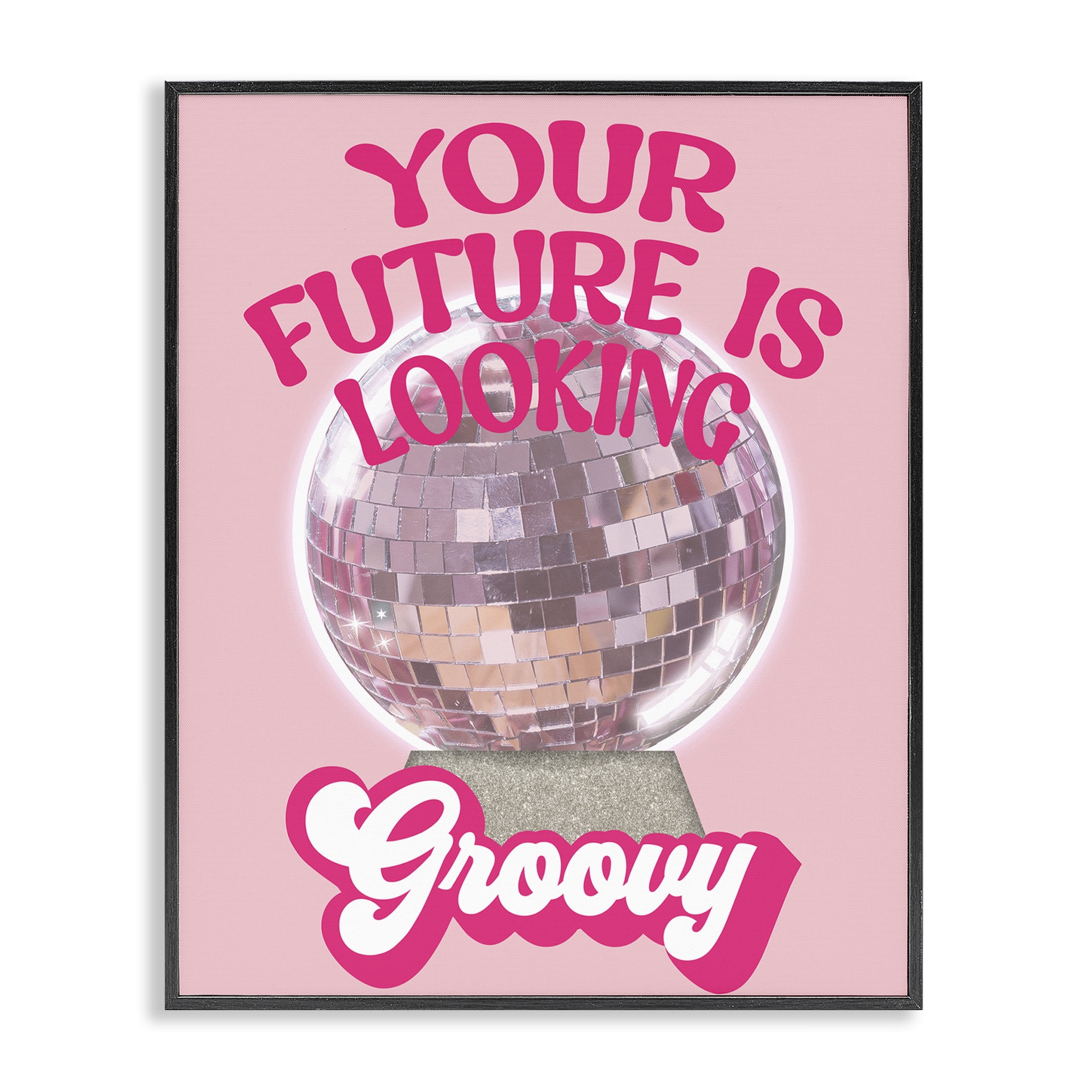 Stupell Industries Future Looking Groovy Disco Text & Numbers Painting Black Framed Art Print Wall Art, 16 x 20