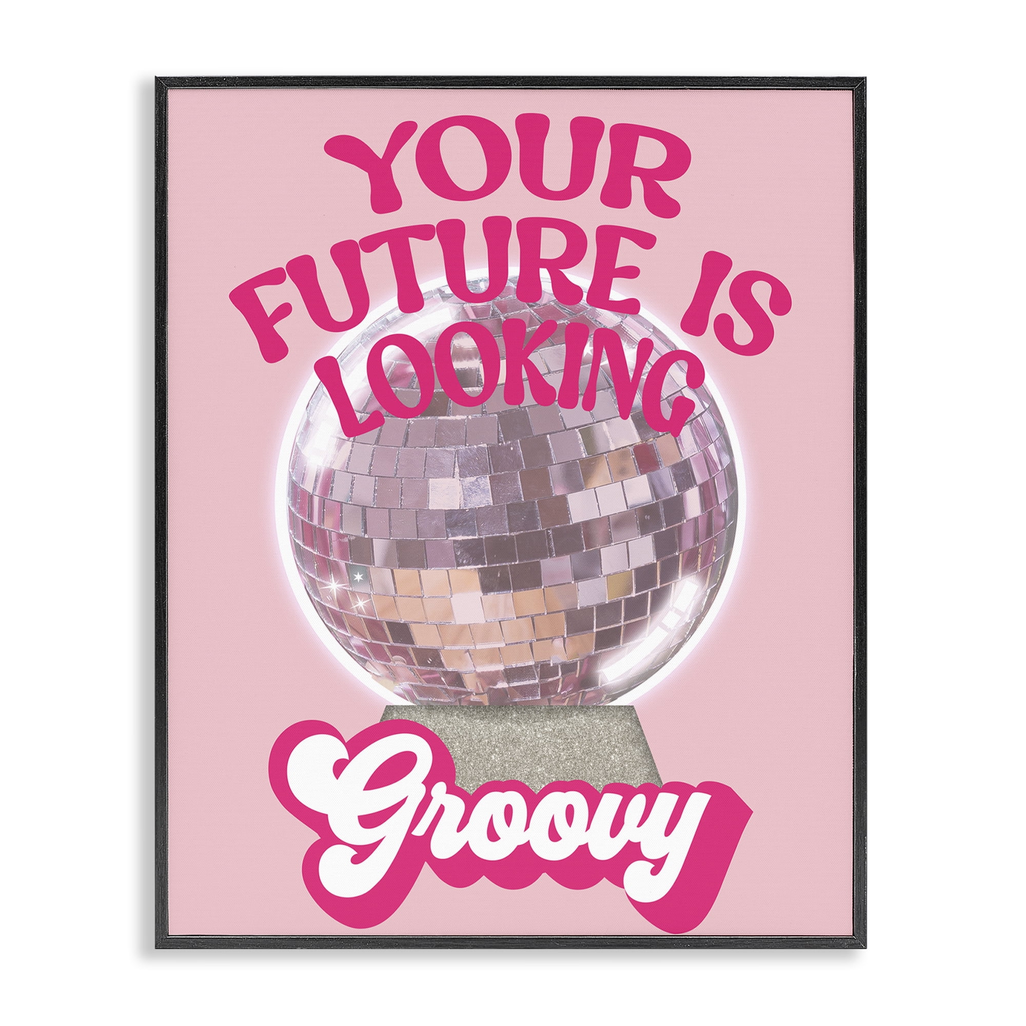 Stupell Industries Future Looking Groovy Disco Text & Numbers Painting Black Framed Art Print Wall Art, 24 x 30