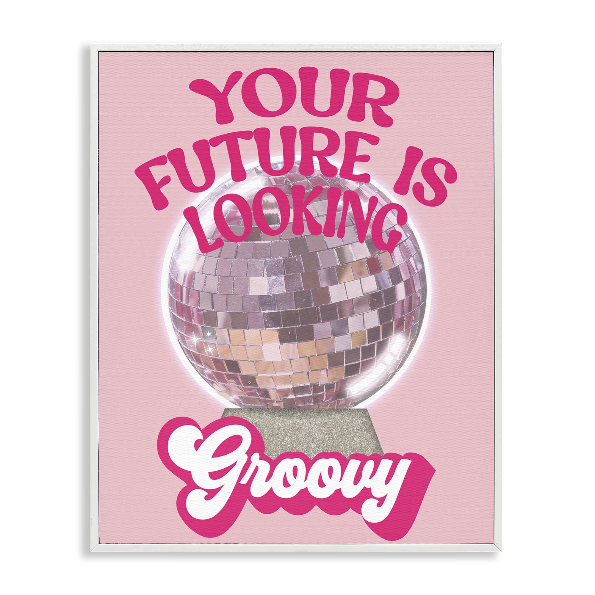 Stupell Industries Future Looking Groovy Disco Text & Numbers Painting White Framed Art Print Wall Art, 16 x 20
