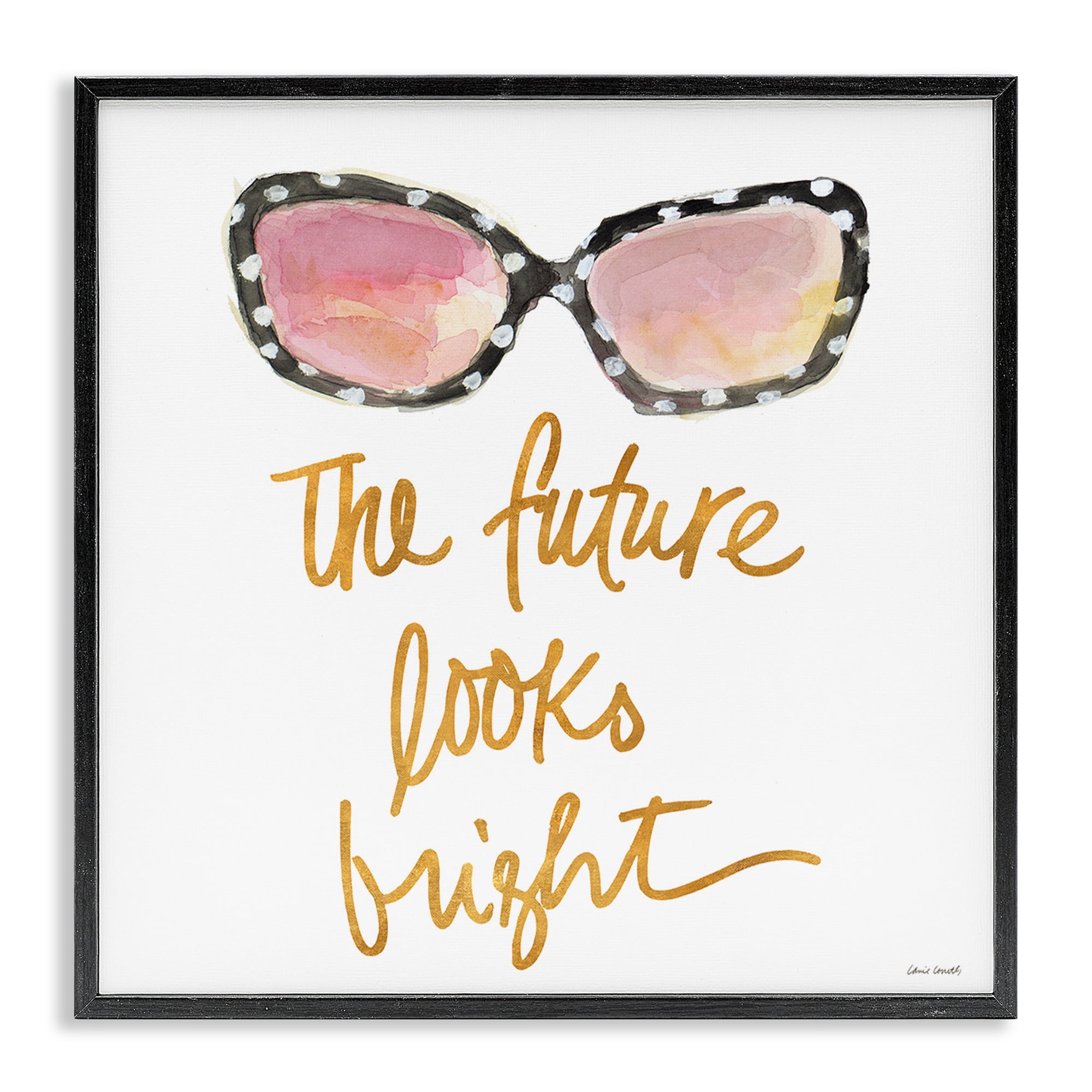 Stupell Industries Future Looks Bright Beauty & Fashion Painting Black Framed Art Print Wall Art, 12 x 12
