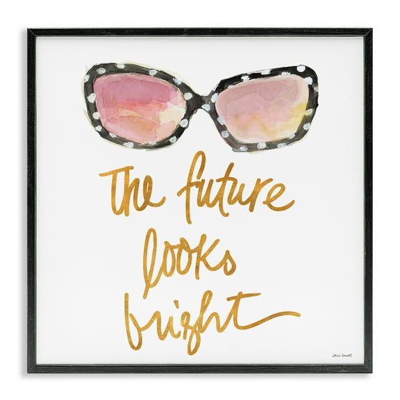 Stupell Industries Future Looks Bright Beauty & Fashion Painting Black Framed Art Print Wall Art, 12 x 12