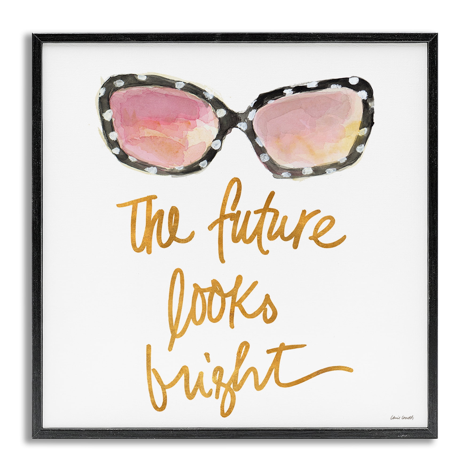 Stupell Industries Future Looks Bright Beauty & Fashion Painting Gray Framed Art Print Wall Art, 24 x 24