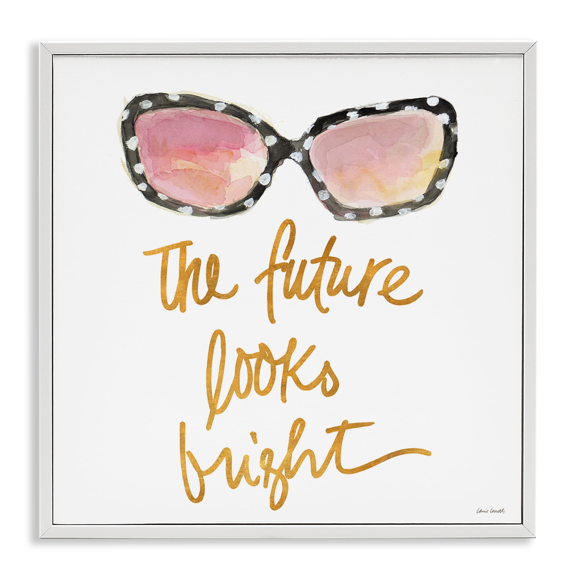 Stupell Industries Future Looks Bright Beauty & Fashion Painting White Framed Art Print Wall Art, 12 x 12