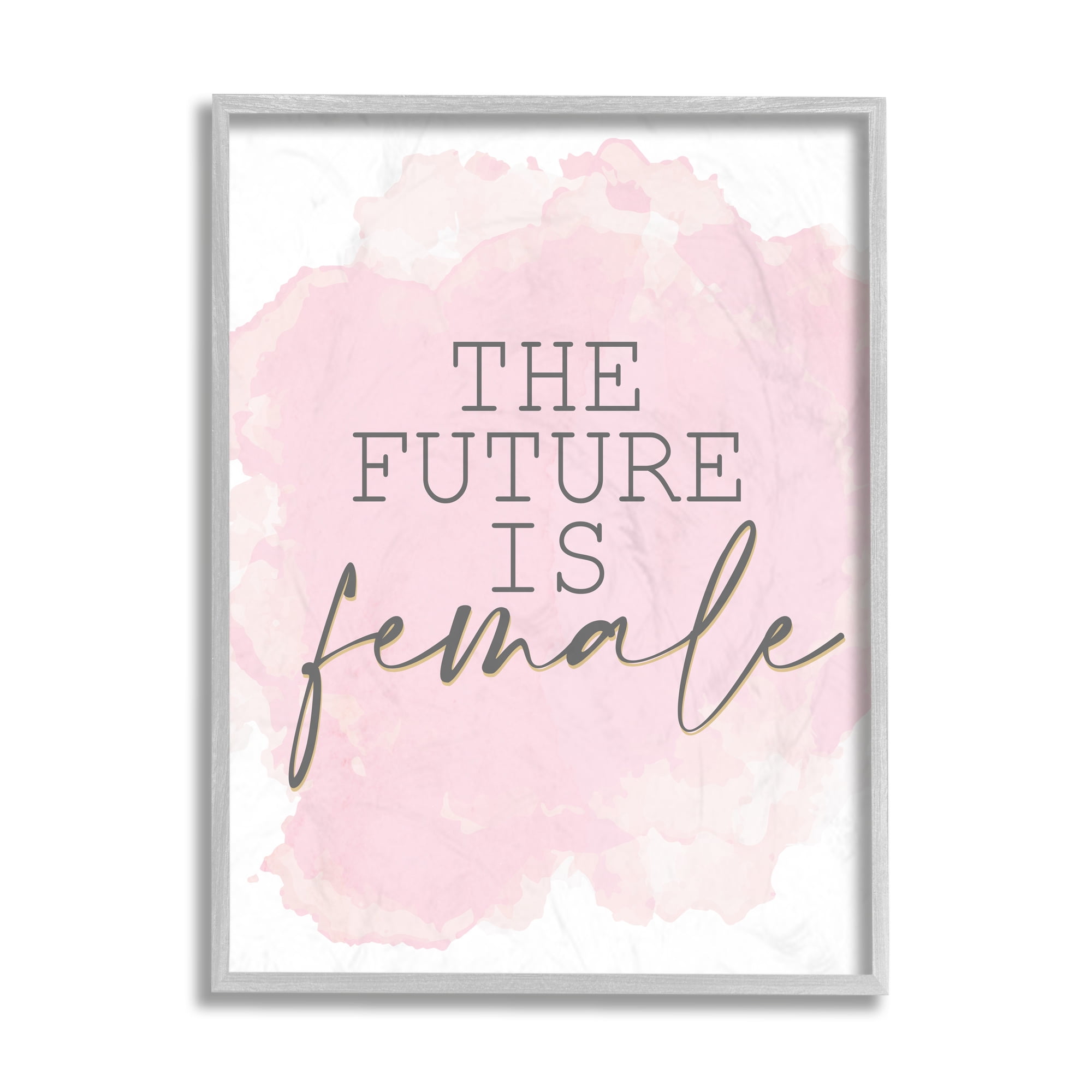 Stupell Industries Future is Female Phrase Abstract Pink Texture Gray Framed by Kim Allen