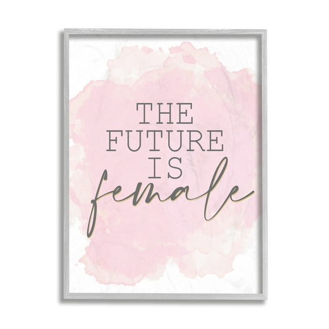 Stupell Industries Future is Female Phrase Abstract Pink Texture Gray Framed by Kim Allen