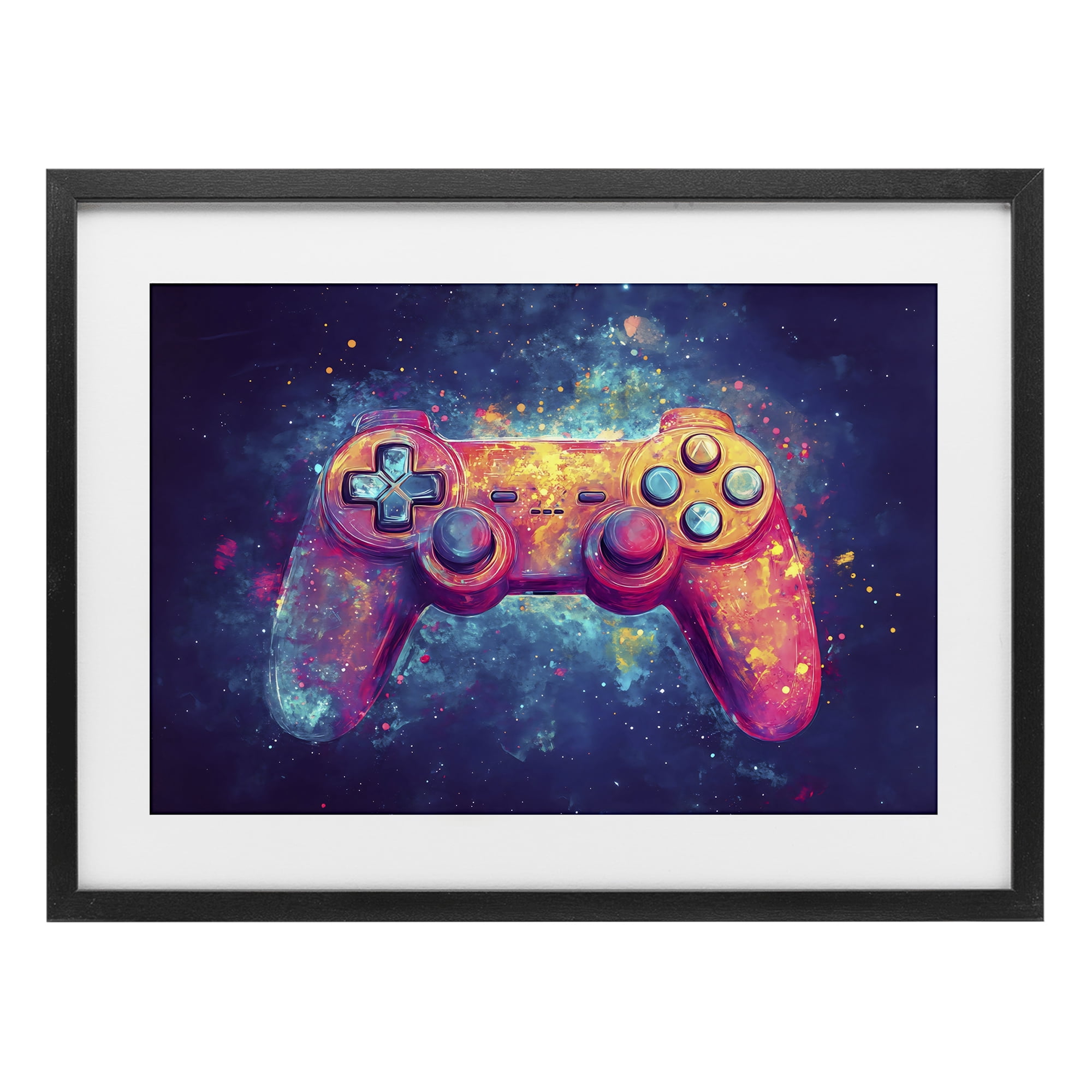 Stupell Industries Futuristic Cosmic Game Controller Black Framed Print Under Glass, design by Creative Studio