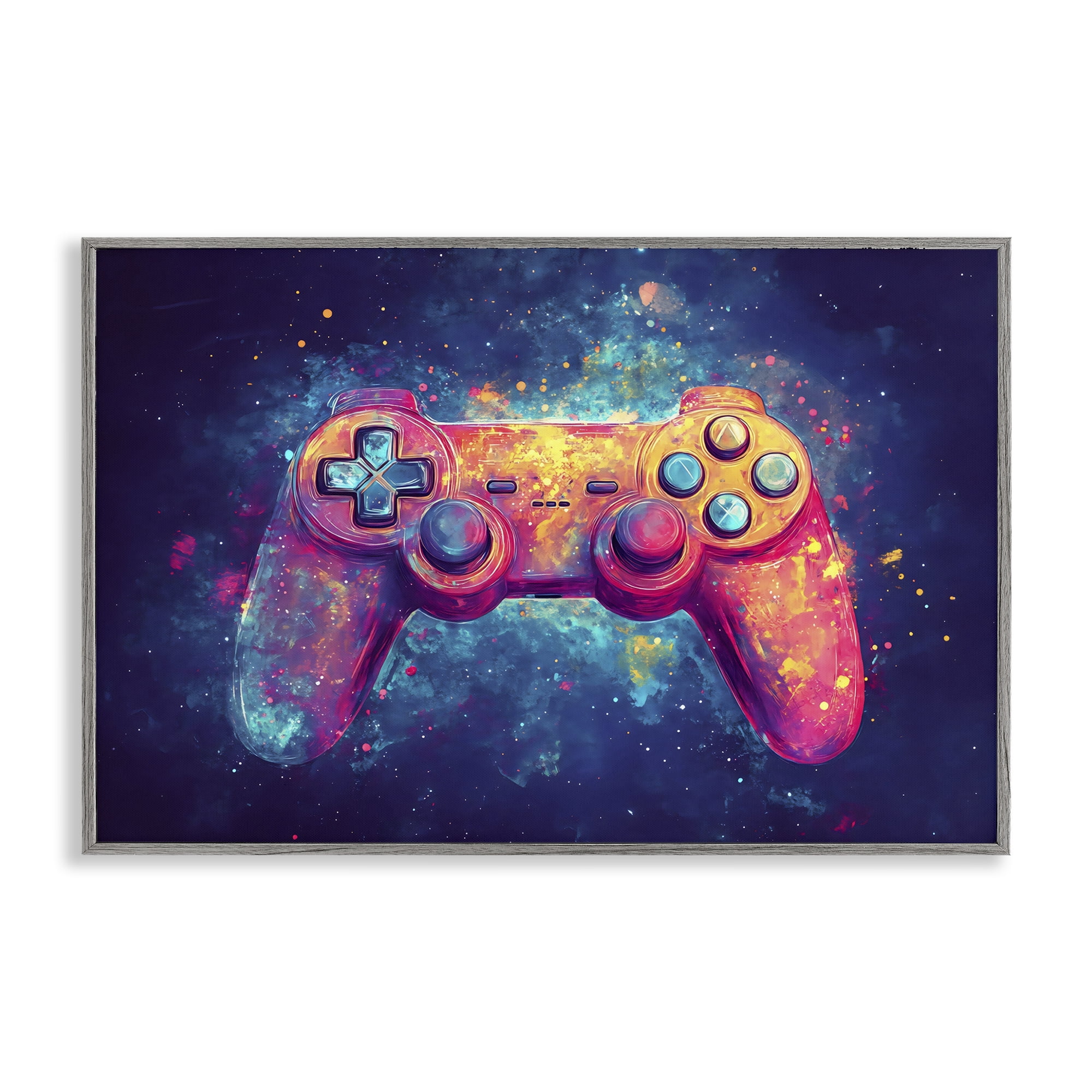 Stupell Industries Futuristic Cosmic Game Controller Gray Framed Giclee Art, design by Creative Studio