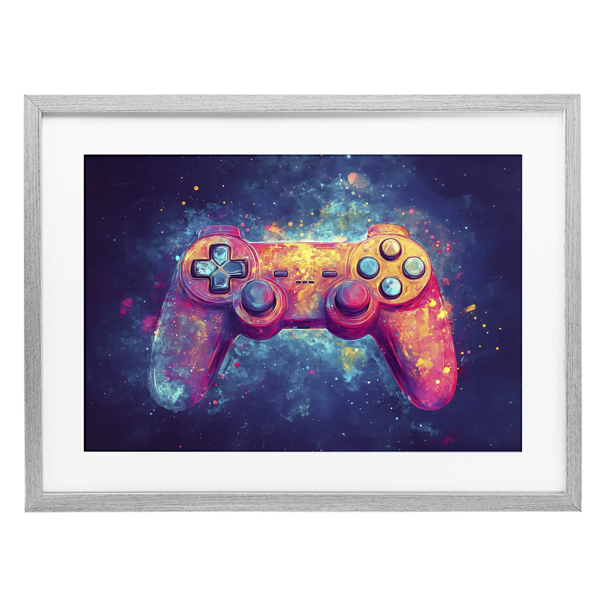 Stupell Industries Futuristic Cosmic Game Controller Gray Framed Print Under Glass, design by Creative Studio