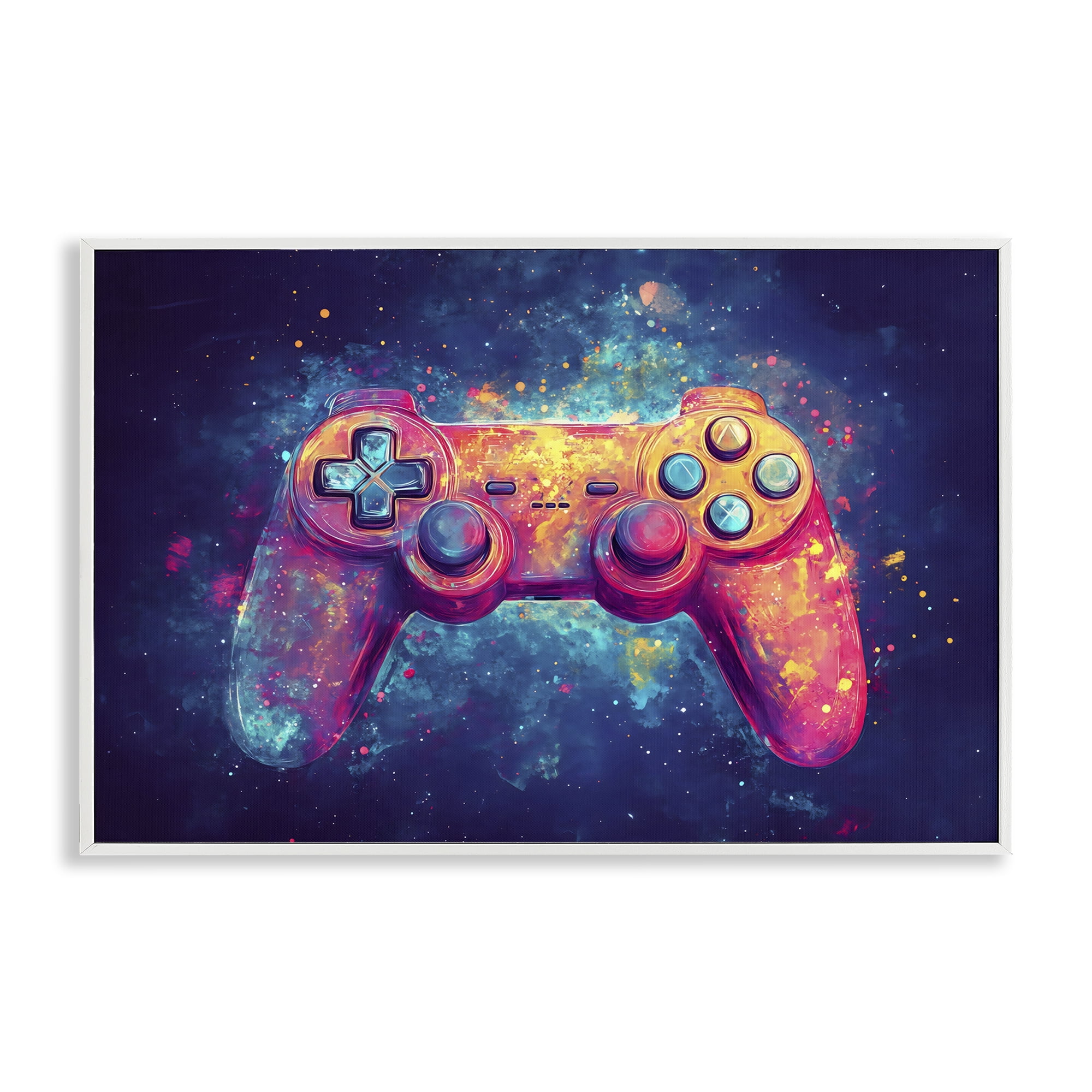 Stupell Industries Futuristic Cosmic Game Controller White Framed Giclee Art, design by Creative Studio