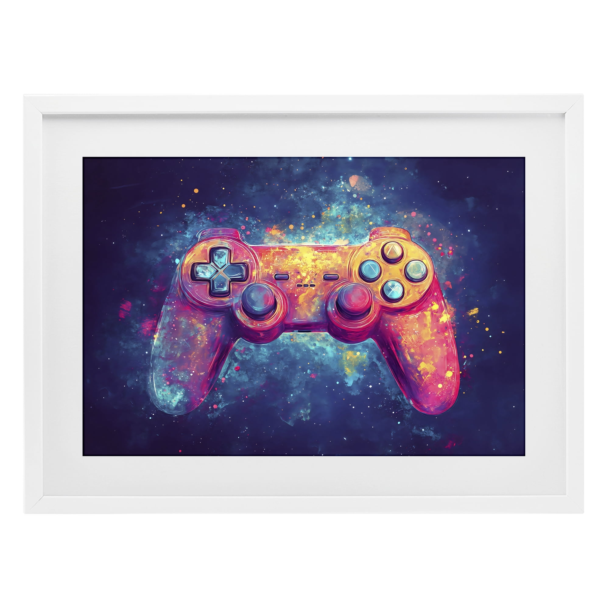 Stupell Industries Futuristic Cosmic Game Controller White Framed Print Under Glass, design by Creative Studio