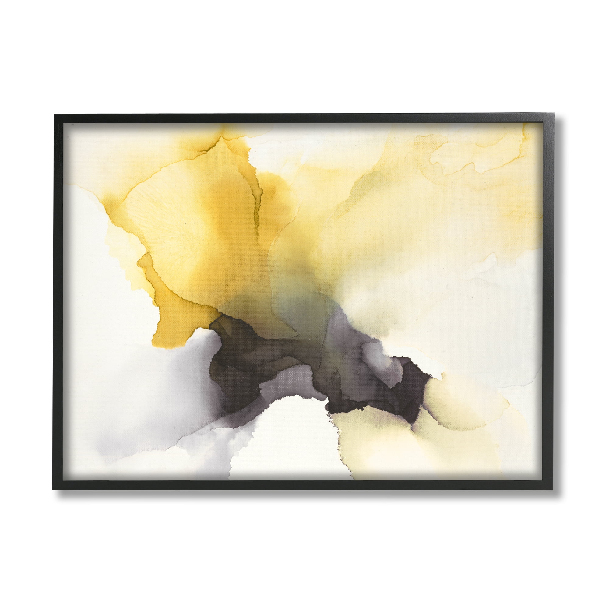 Stupell Industries Futuristic Yellow Cloud Abstraction Fluid Shape Distortion Rustic Painting Black Framed Art Print Wall Art, 16 x 20, Design by Kippi Leonard