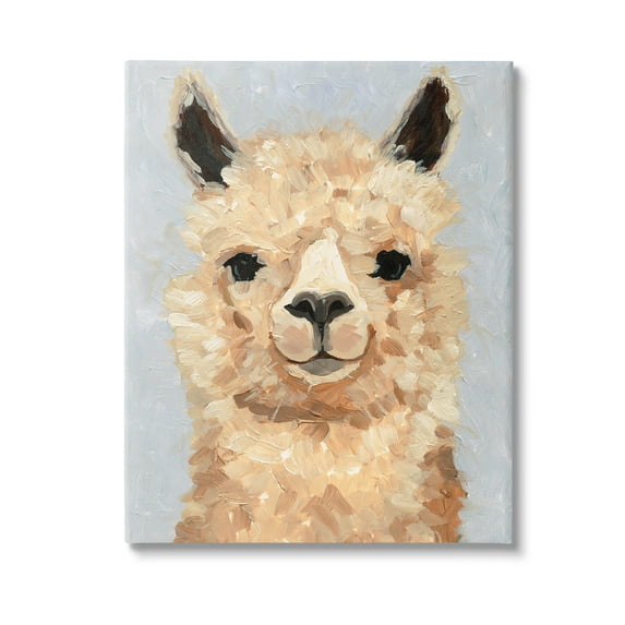 Stupell Industries Fuzzy Alpaca Painting Animals & Insects Painting Gallery Wrapped Canvas Art Print Wall Art, 36 x 48