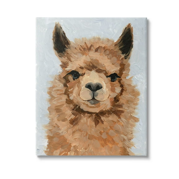 Stupell Industries Fuzzy Llama Painting Animals & Insects Painting Gallery Wrapped Canvas Art Print Wall Art, 16 x 20
