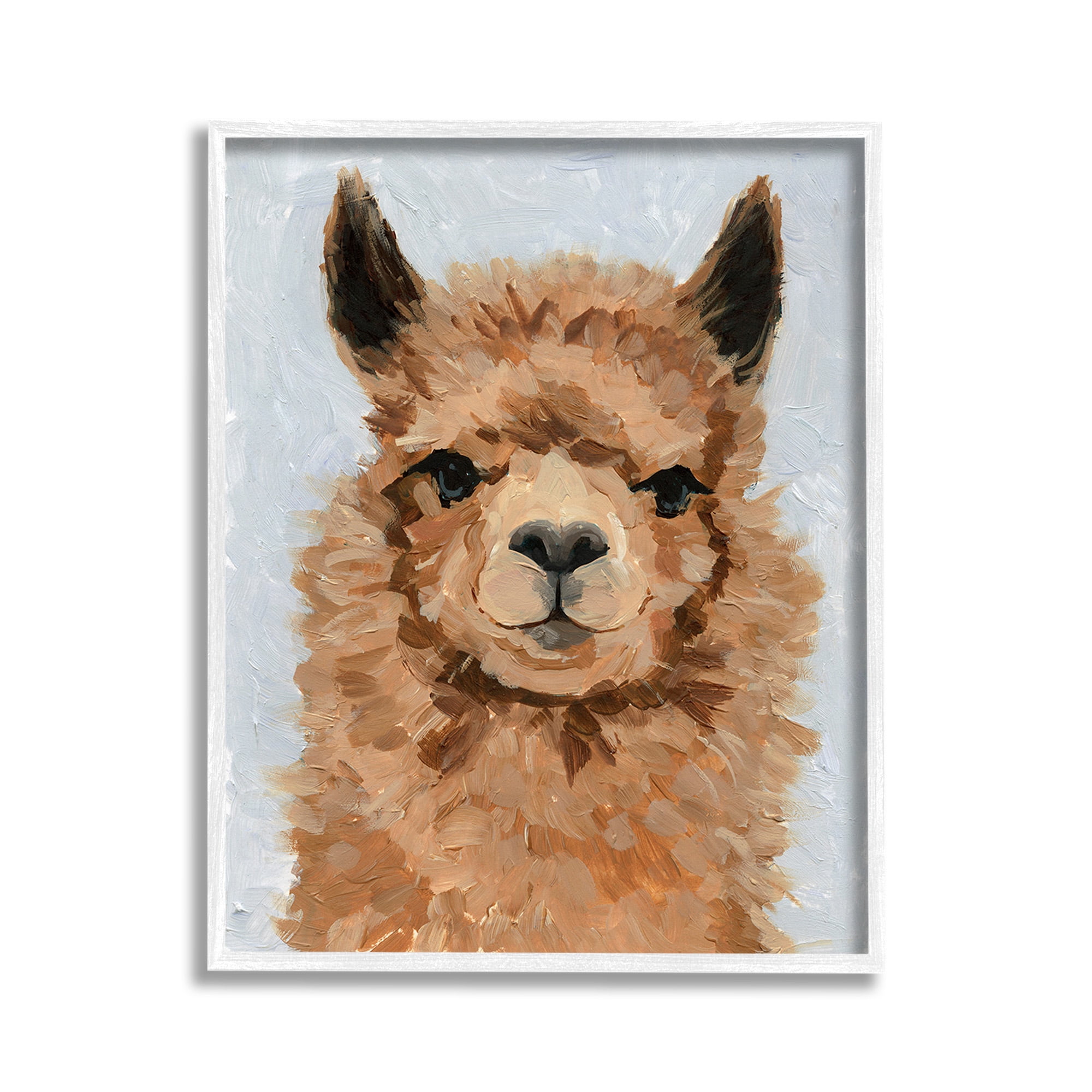 Stupell Industries Fuzzy Llama Painting Animals & Insects Painting White Framed Art Print Wall Art, 11 x 14