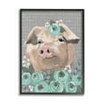thumbnail image 1 of Stupell Industries Fuzzy Pig Surrounded Turquoise Flower Arrangement Pattern Painting Black Framed Art Print Wall Art, Design by Michele Norman, 1 of 5
