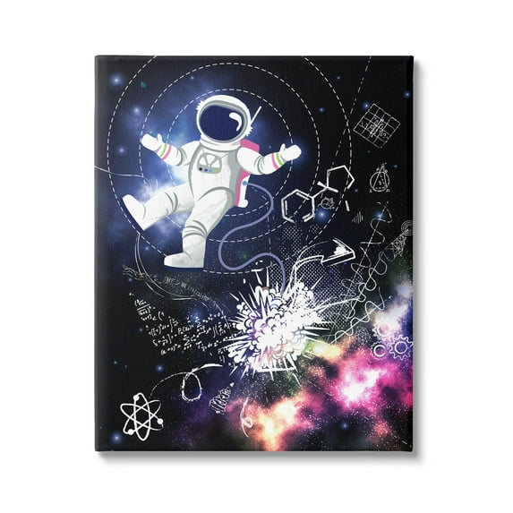 Stupell Industries Galactic Astronaut Vivid Nebula Scientific Patterns Canvas Wall Art, 16 x 20, Design by Jennifer Ellory