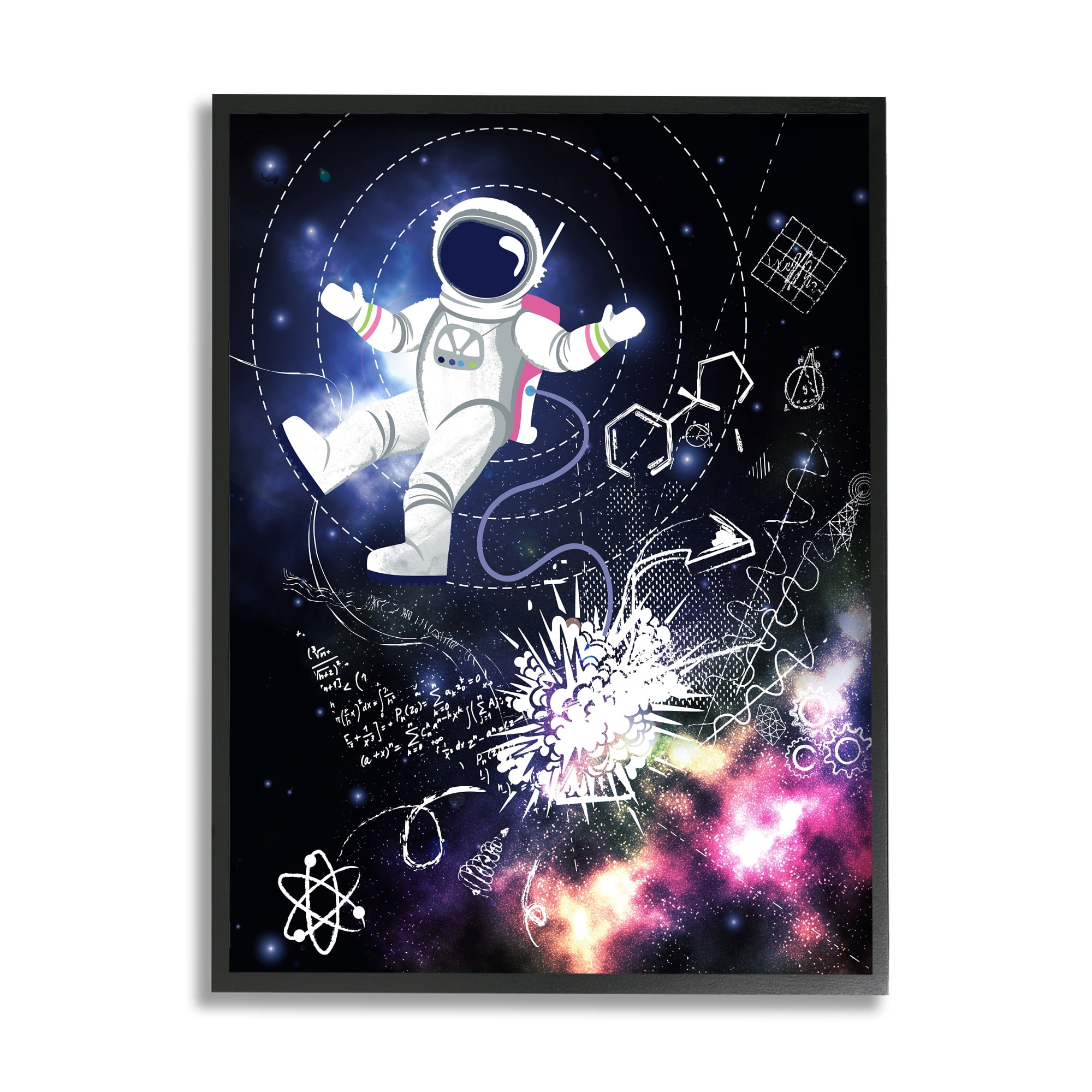 Stupell Industries Galactic Astronaut Vivid Nebula Scientific Patterns Framed Wall Art, 24 x 30, Design by Jennifer Ellory