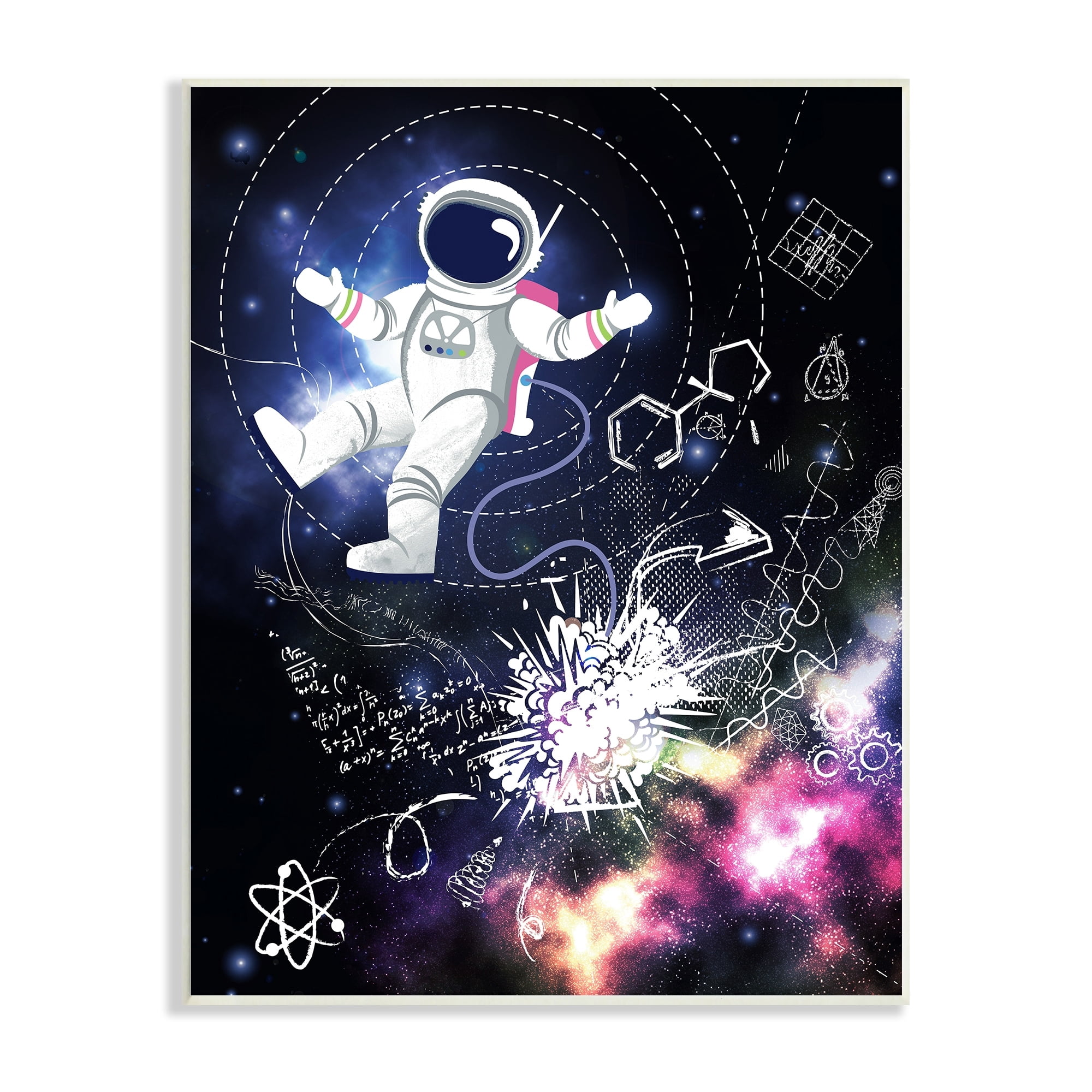 Stupell Industries Galactic Astronaut Vivid Nebula Scientific Patterns Wood Wall Art, 13 x 19, Design by Jennifer Ellory