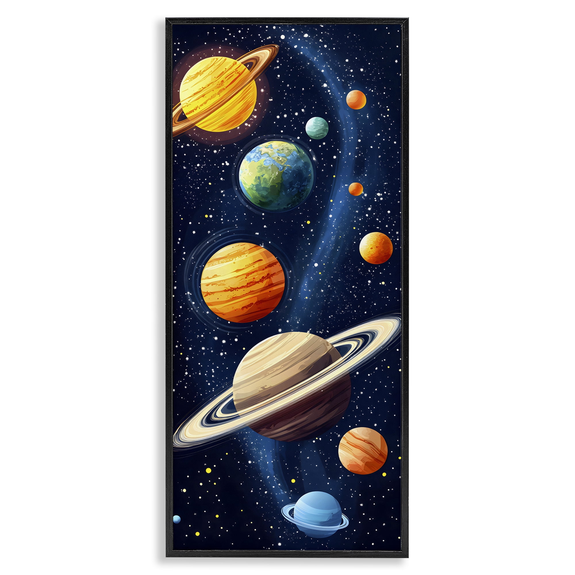 Stupell Industries Galaxy Swirl Planetary Orbit Black Framed Giclee Art, design by Creative Studio