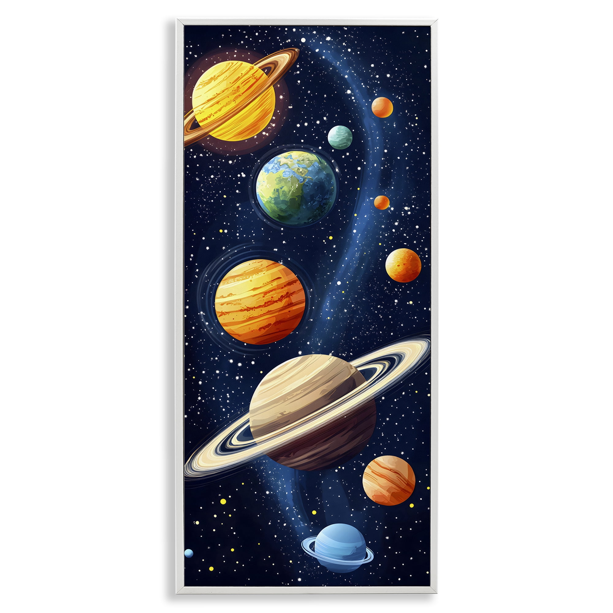 Stupell Industries Galaxy Swirl Planetary Orbit White Framed Giclee Art, design by Creative Studio