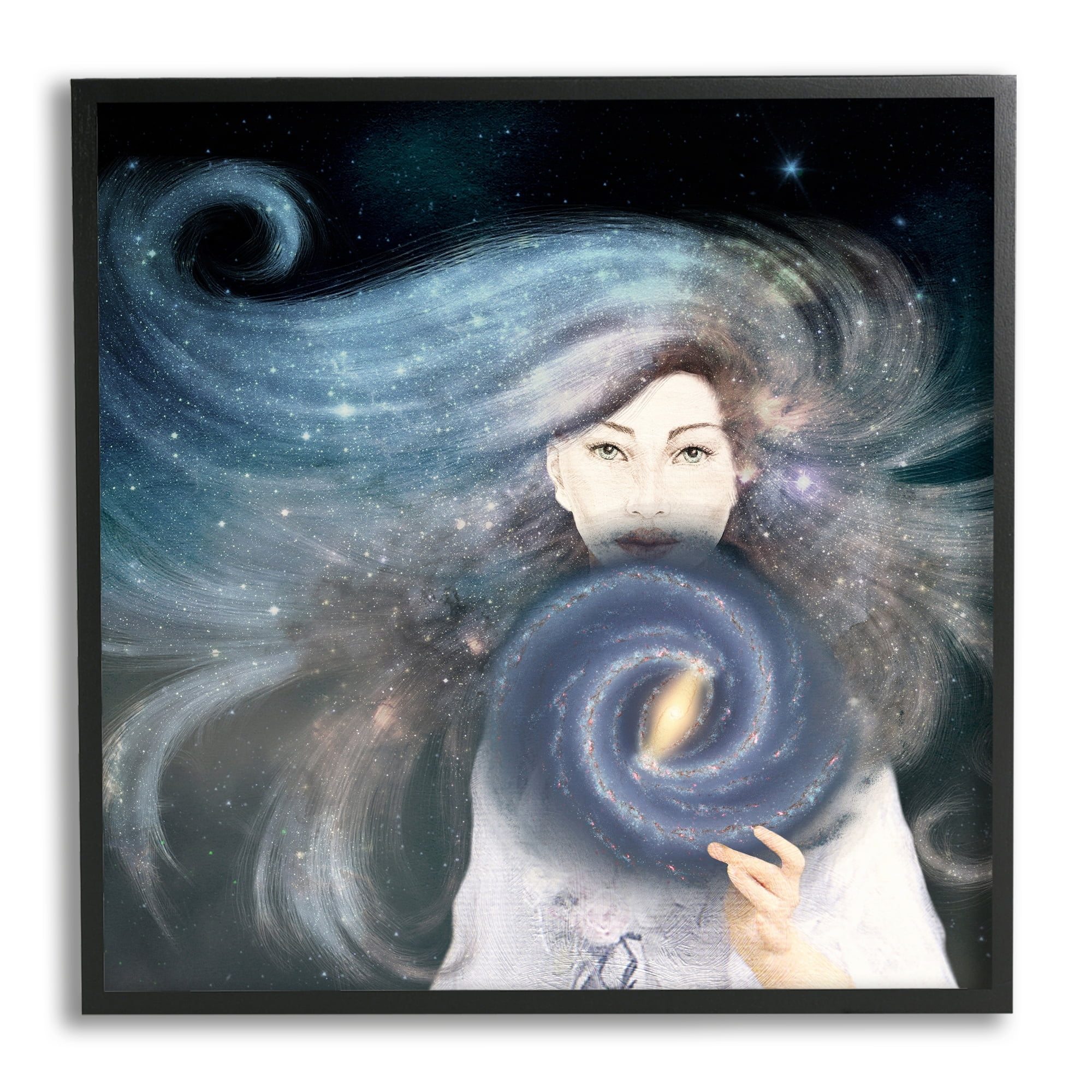 Galaxy Woman Nebula Hair Purple Starry Universe Novelty Painting Framed Art Print Wall Art