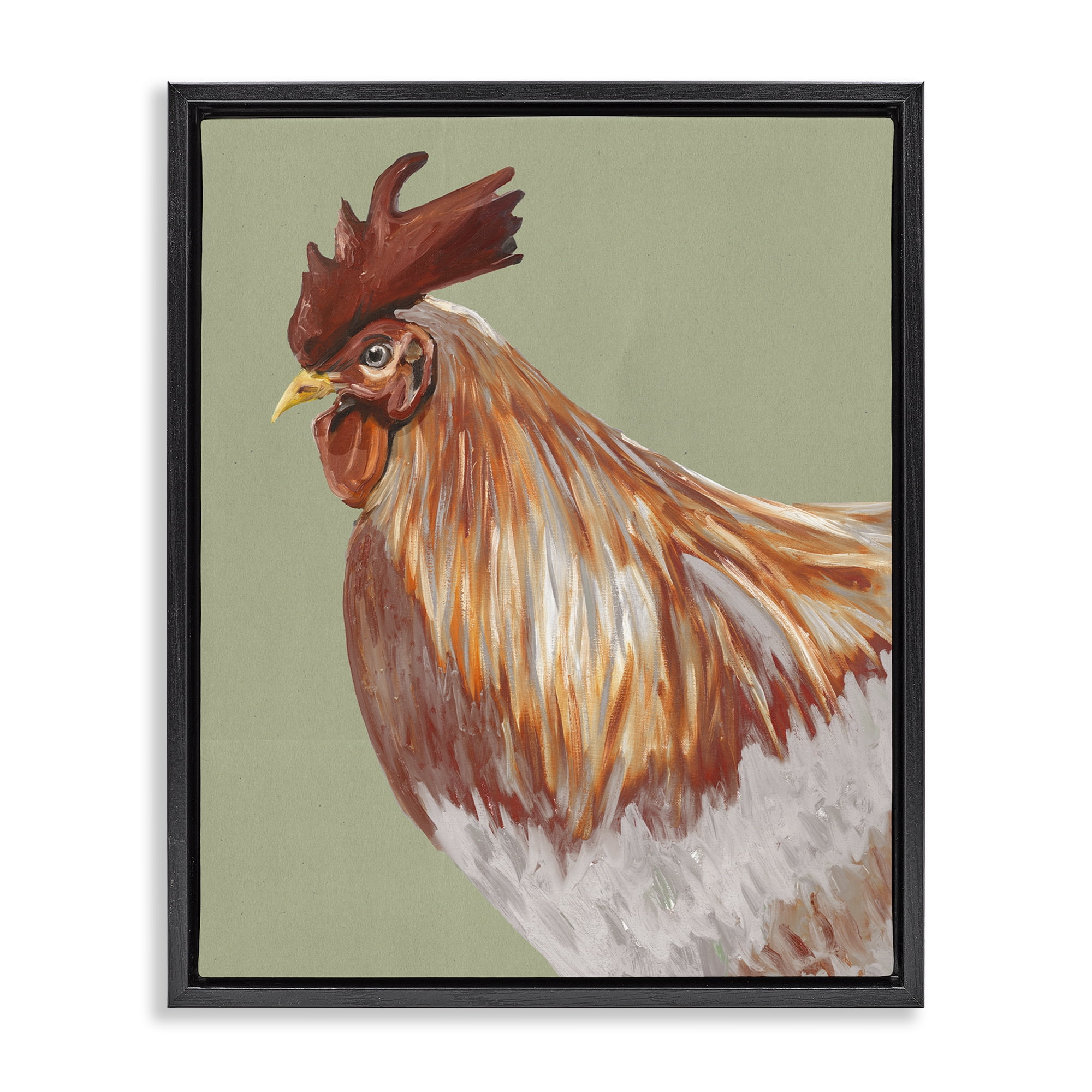 Stupell Industries Gallant Rooster Portrait Black Framed Floater Canvas Wall Art, design by Andy Beauchamp