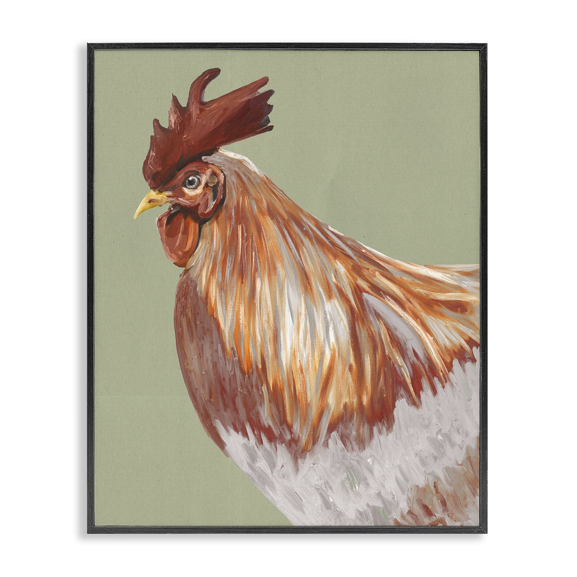 Stupell Industries Gallant Rooster Portrait Black Framed Giclee Art, design by Andy Beauchamp