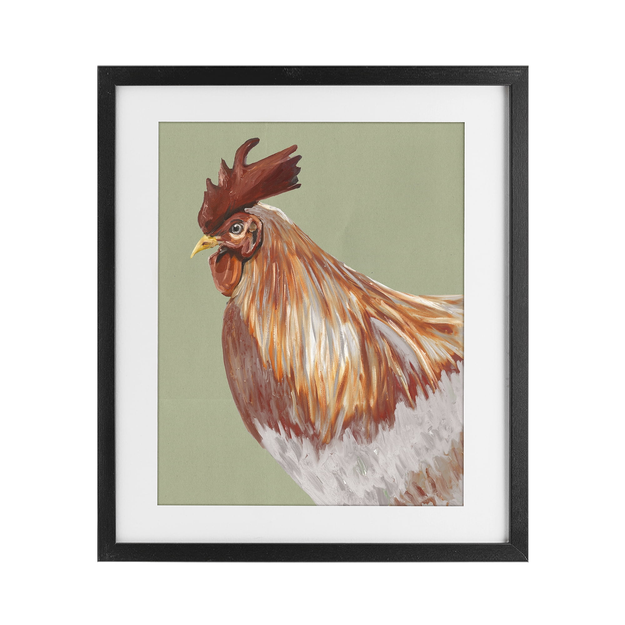 Stupell Industries Gallant Rooster Portrait Black Framed Print Under Glass, design by Andy Beauchamp