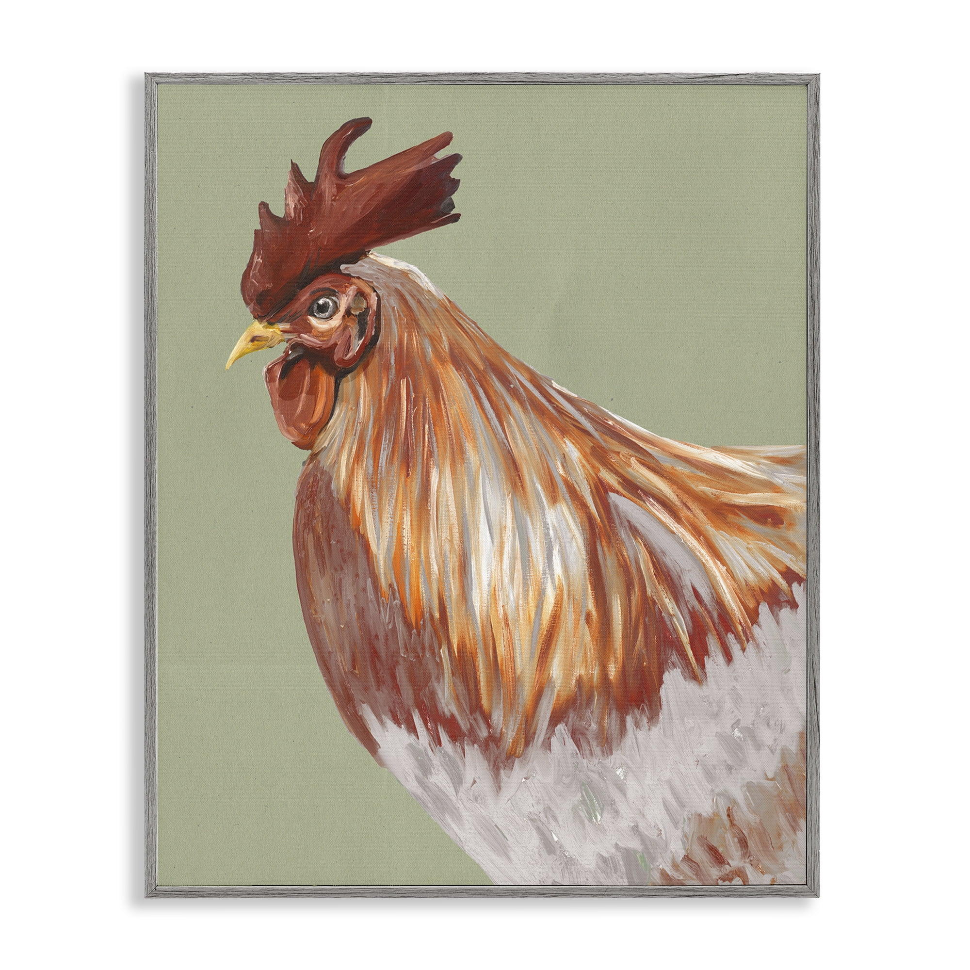 Stupell Industries Gallant Rooster Portrait Gray Framed Giclee Art, design by Andy Beauchamp