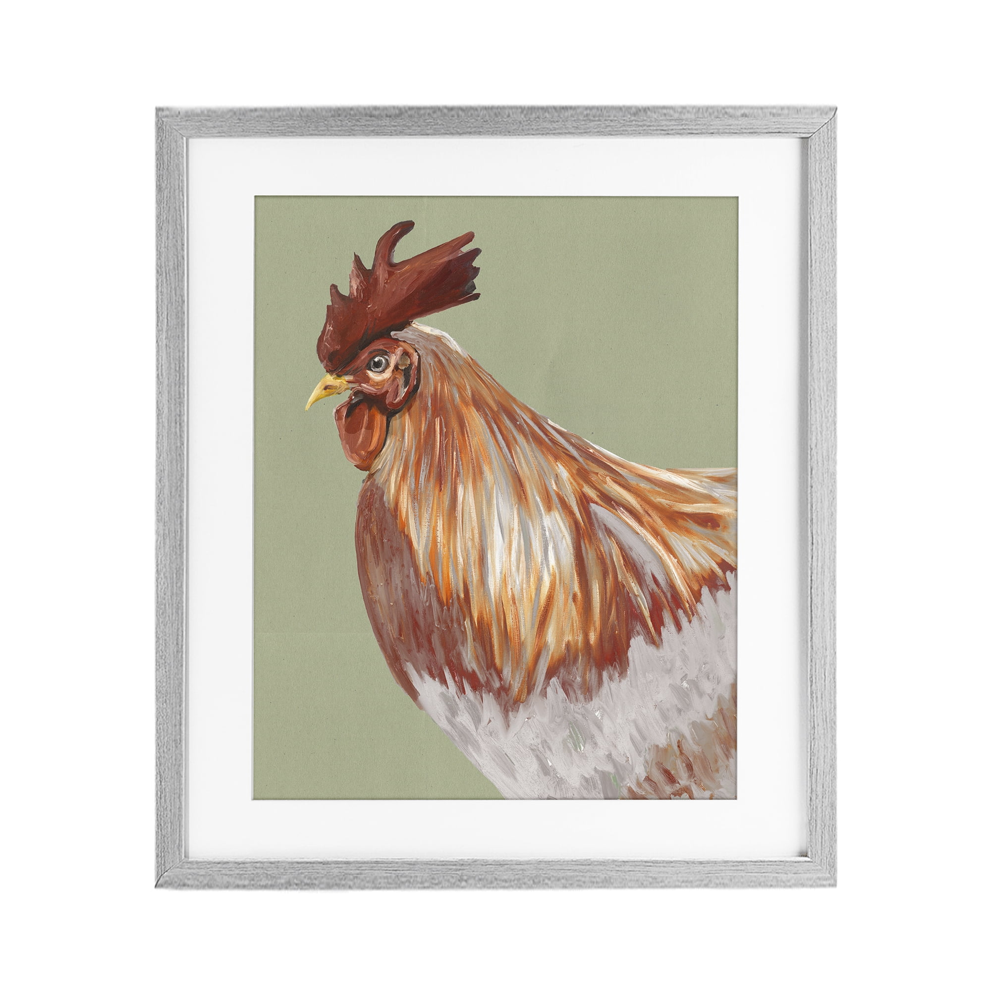 Stupell Industries Gallant Rooster Portrait Gray Framed Print Under Glass, design by Andy Beauchamp