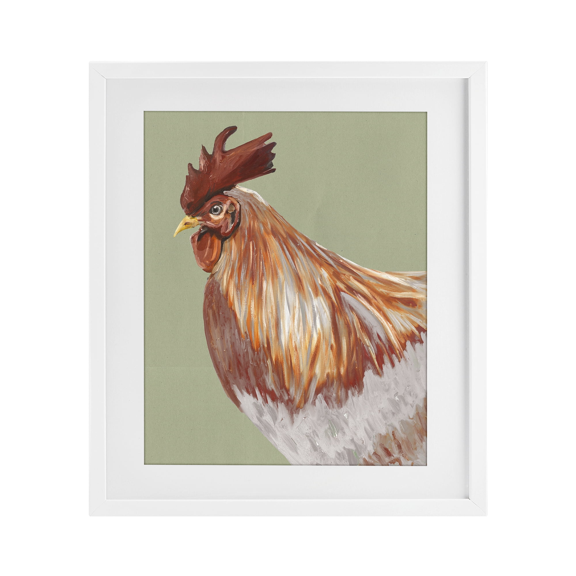 Stupell Industries Gallant Rooster Portrait White Framed Print Under Glass, design by Andy Beauchamp