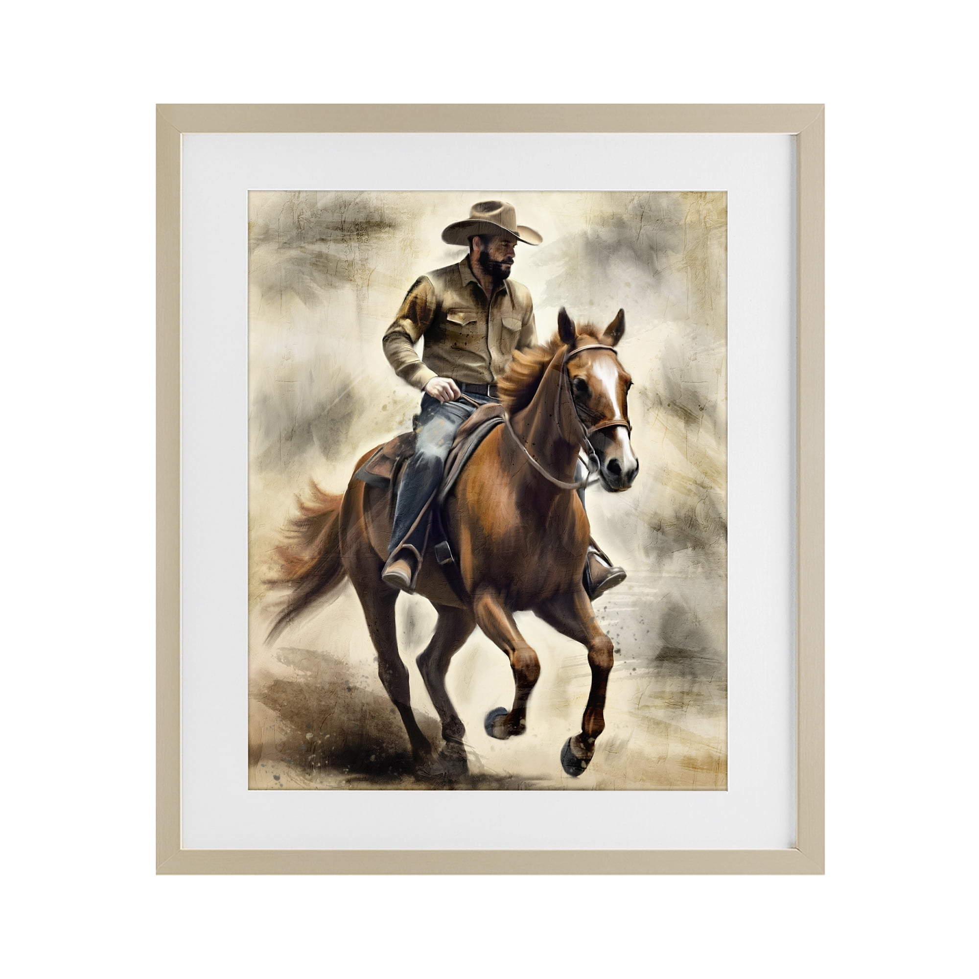 Stupell Industries Gallop Horse & Cowboy Birch Framed Print Under Glass, design by Kim Allen