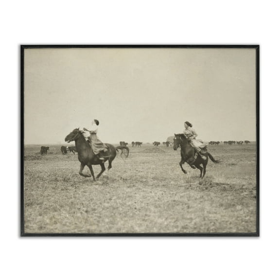 Stupell Industries Galloping Cowgirl Friends Animals Photography Black Framed Art Print Wall Art, 14 x 11